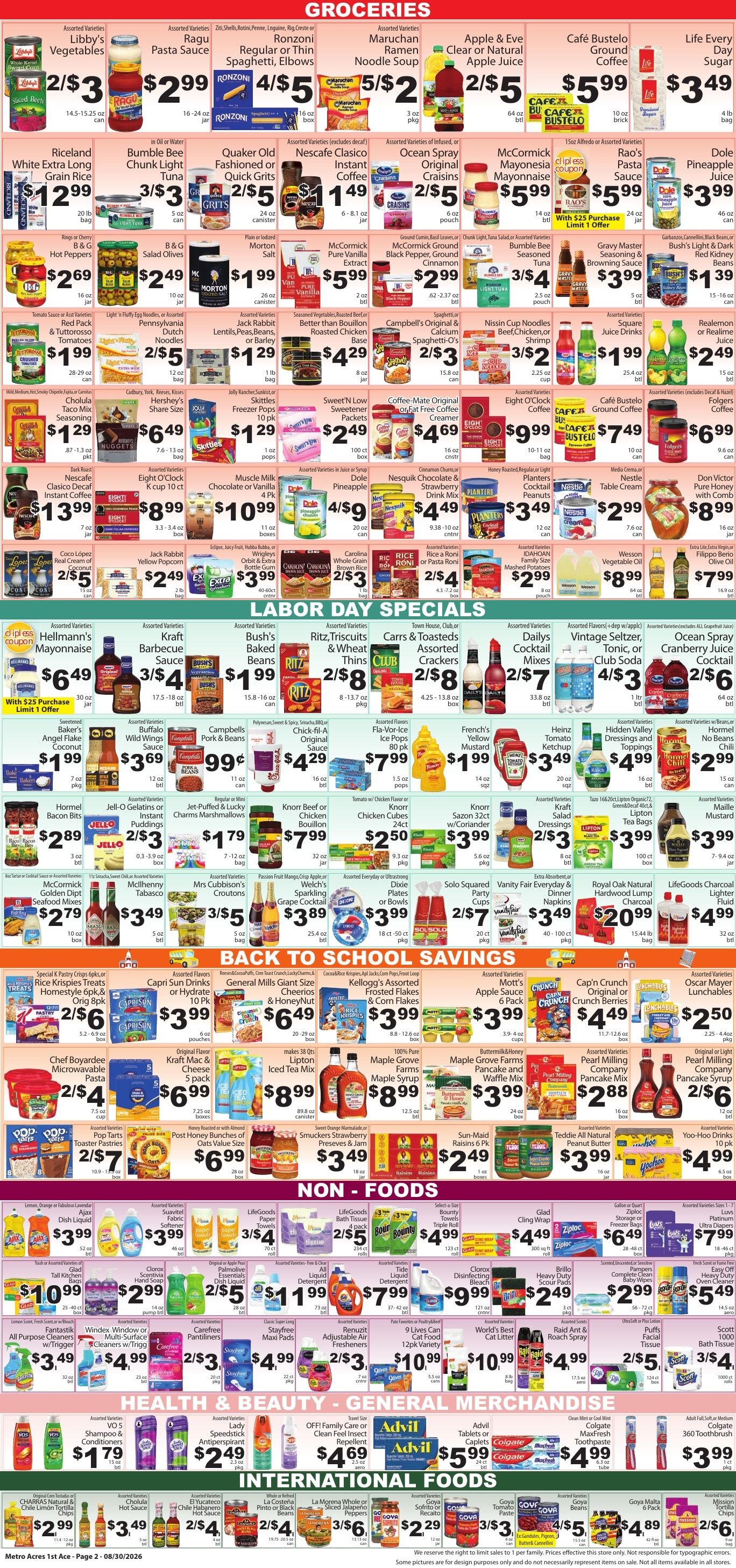 Metro Acres Market Weekly Ad August 30 - September 5, 2026