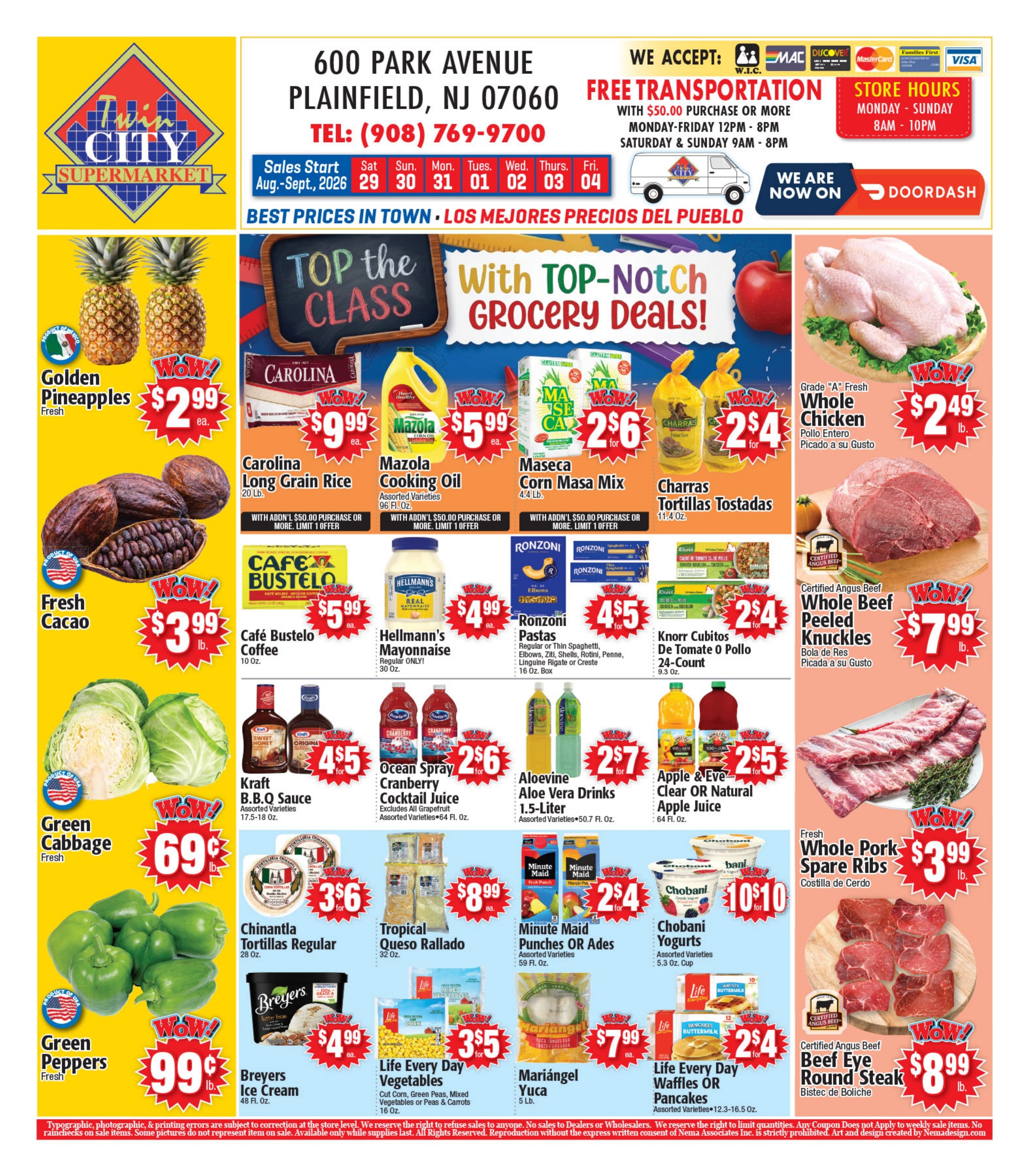 Twin City Supermarket (600 Park Avenue, Plainfield, NJ) Weekly Ad August 29 - September 4, 2026