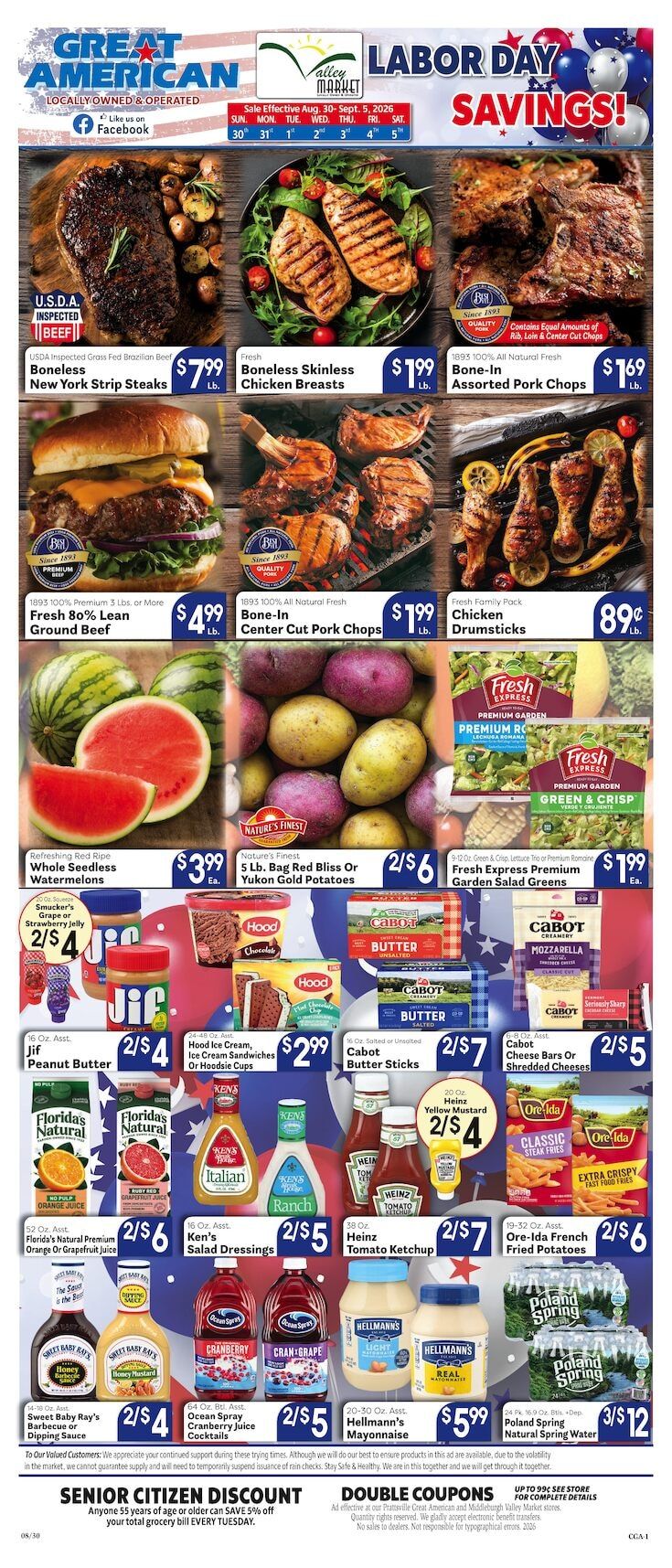 Valley Market and Jim's Great American Weekly Ad August 30 - September 5, 2026