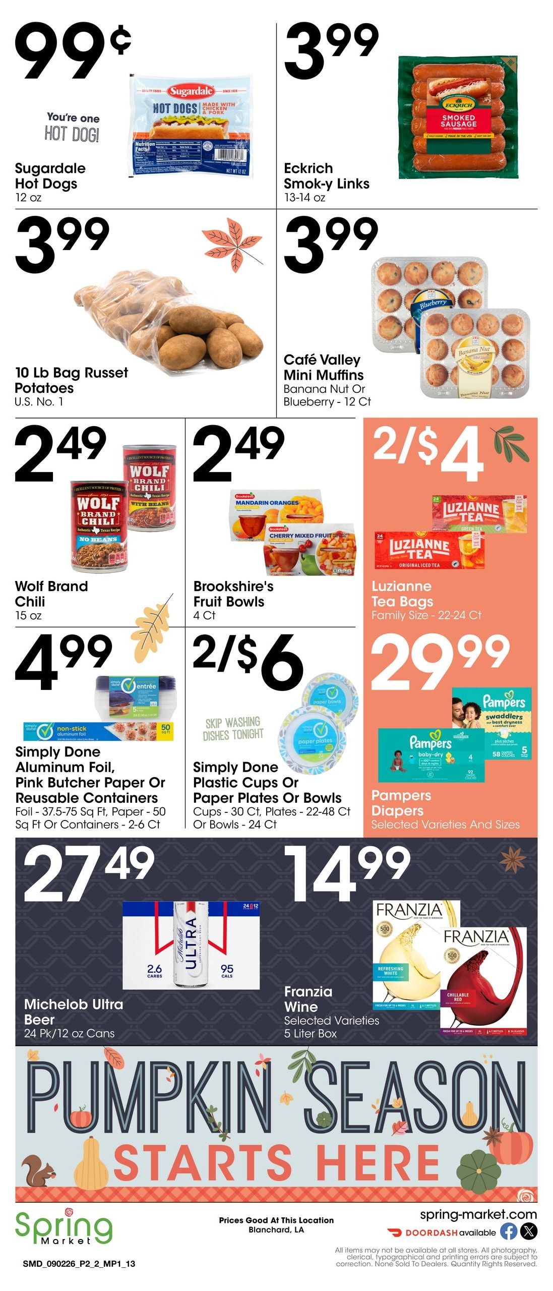 Spring Market (Benton Area, LA) Weekly Ad September 2 - 29, 2026