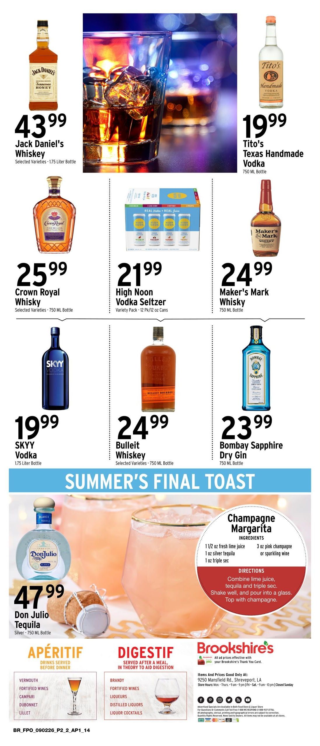 Brookshire's Liquor Beer Wine Weekly Ad September 2 - 29, 2026
