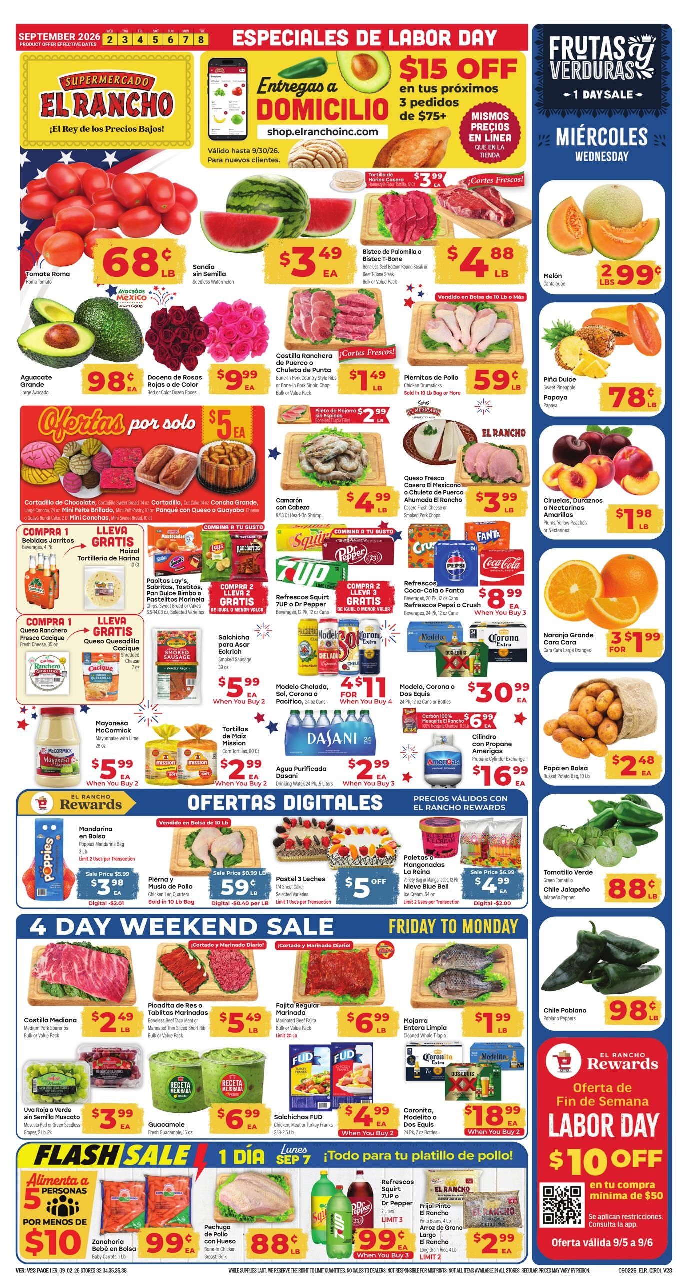 El Rancho Supermercado (Alvin Area, TX) Weekly Ad September 2 - 8, 2026