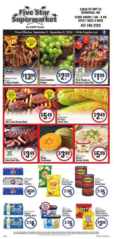GW 5 Star Super Market Weekly Ad September 2 - 8, 2026