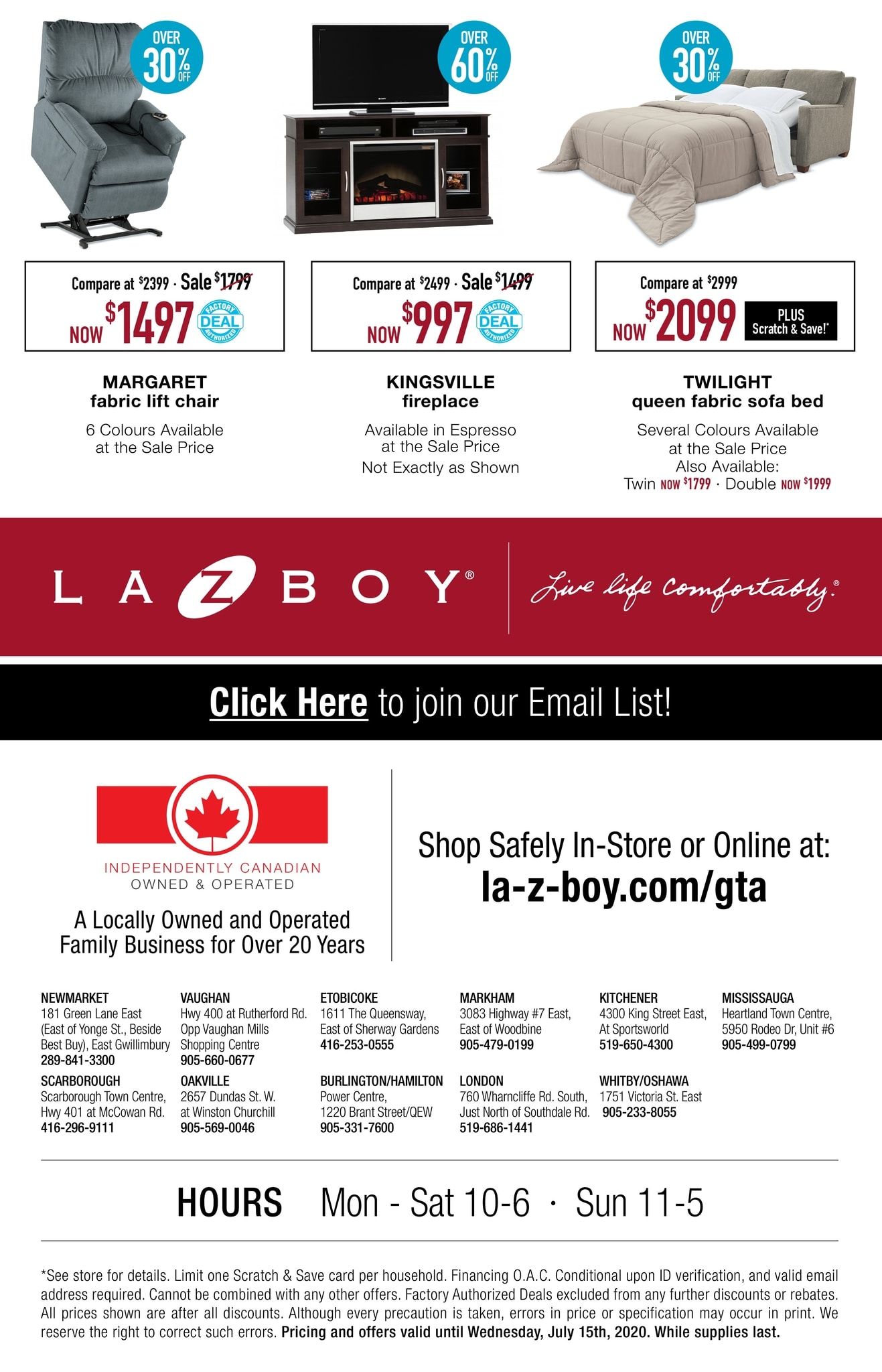 La-Z-Boy (GTA) Flyer July 6 to 15
