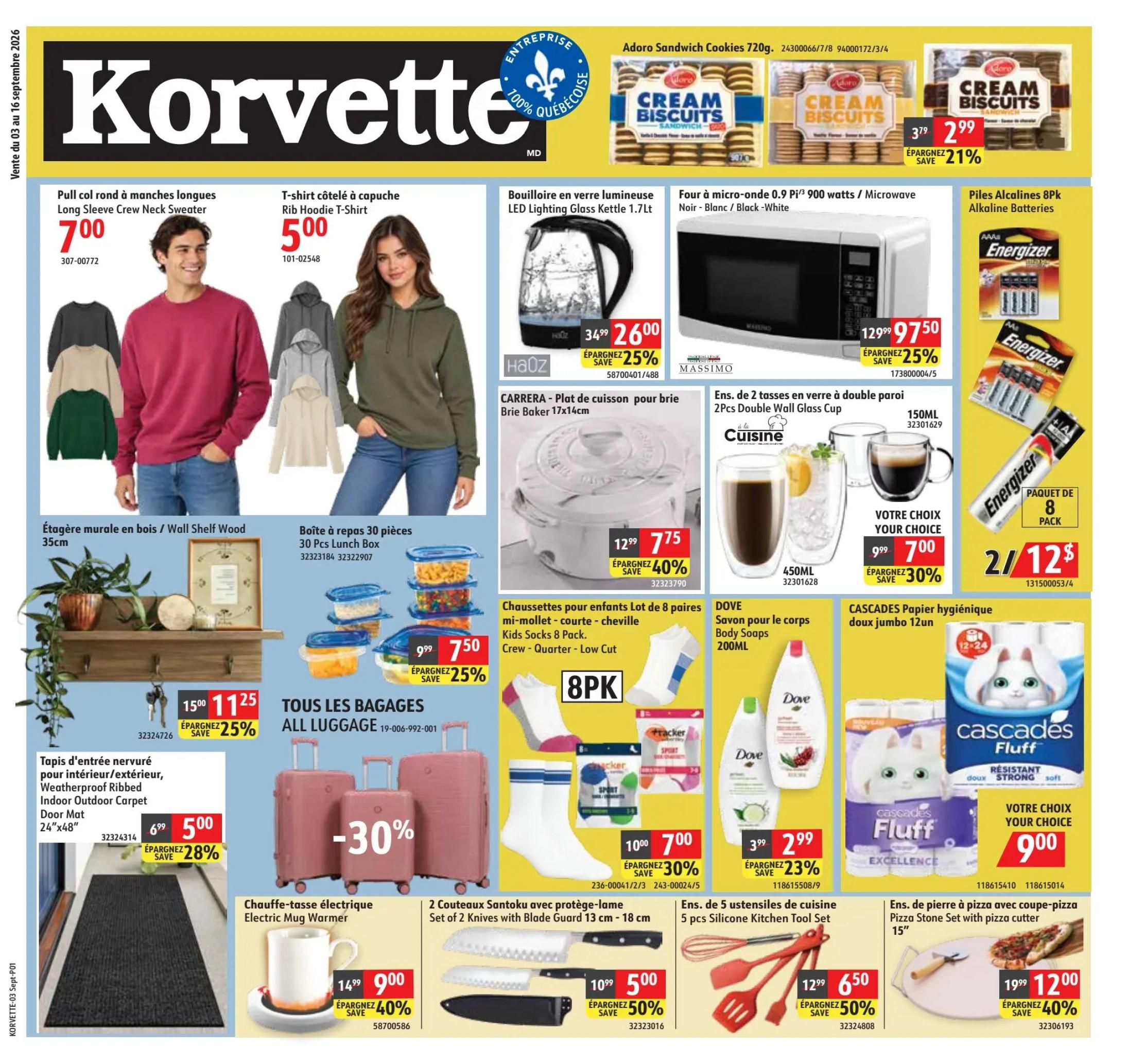 Korvette Flyer September 3 to 16
