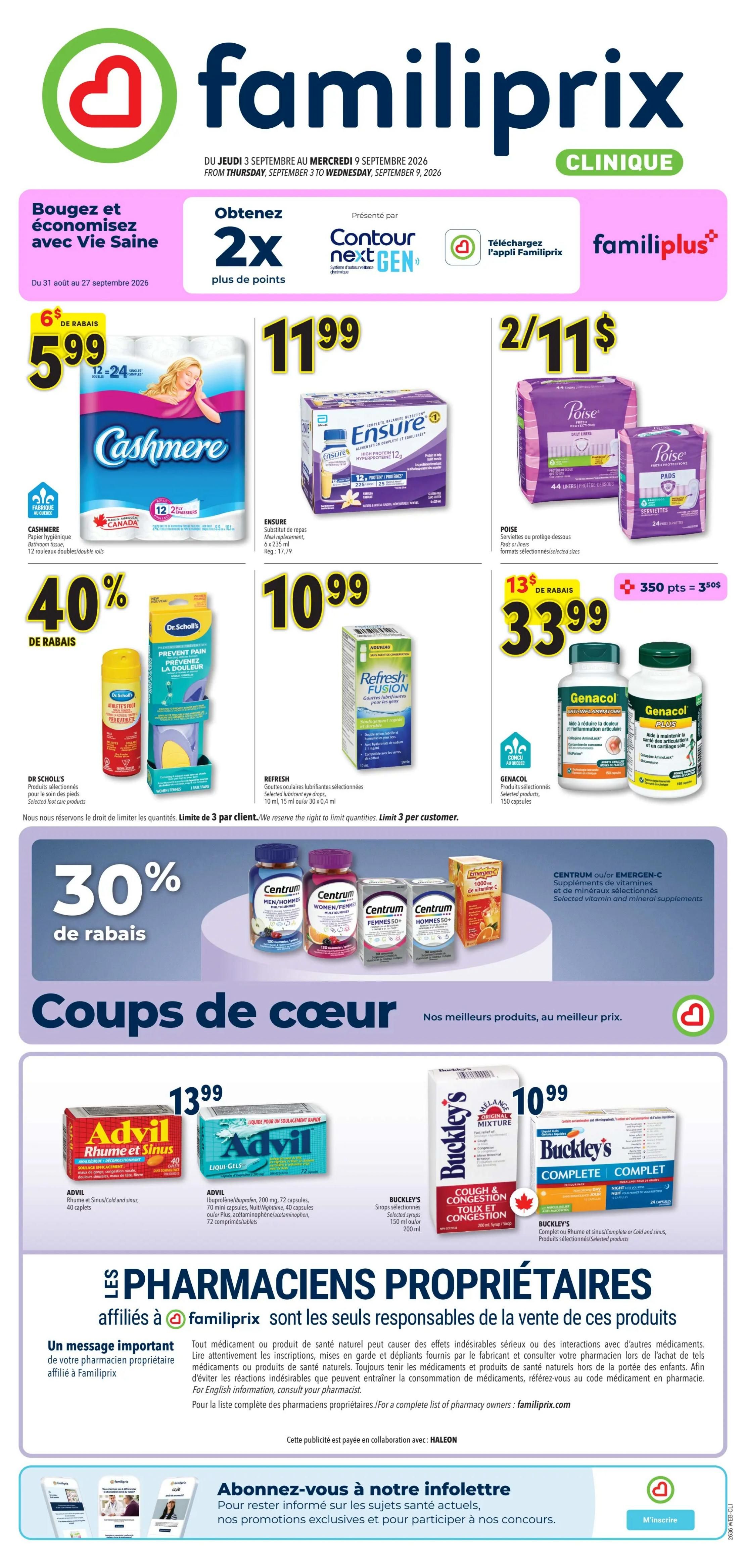 Familiprix Clinique Flyer September 3 to 9