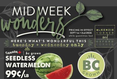 The Root Cellar Mid-Week Flyer September 1 and 2
