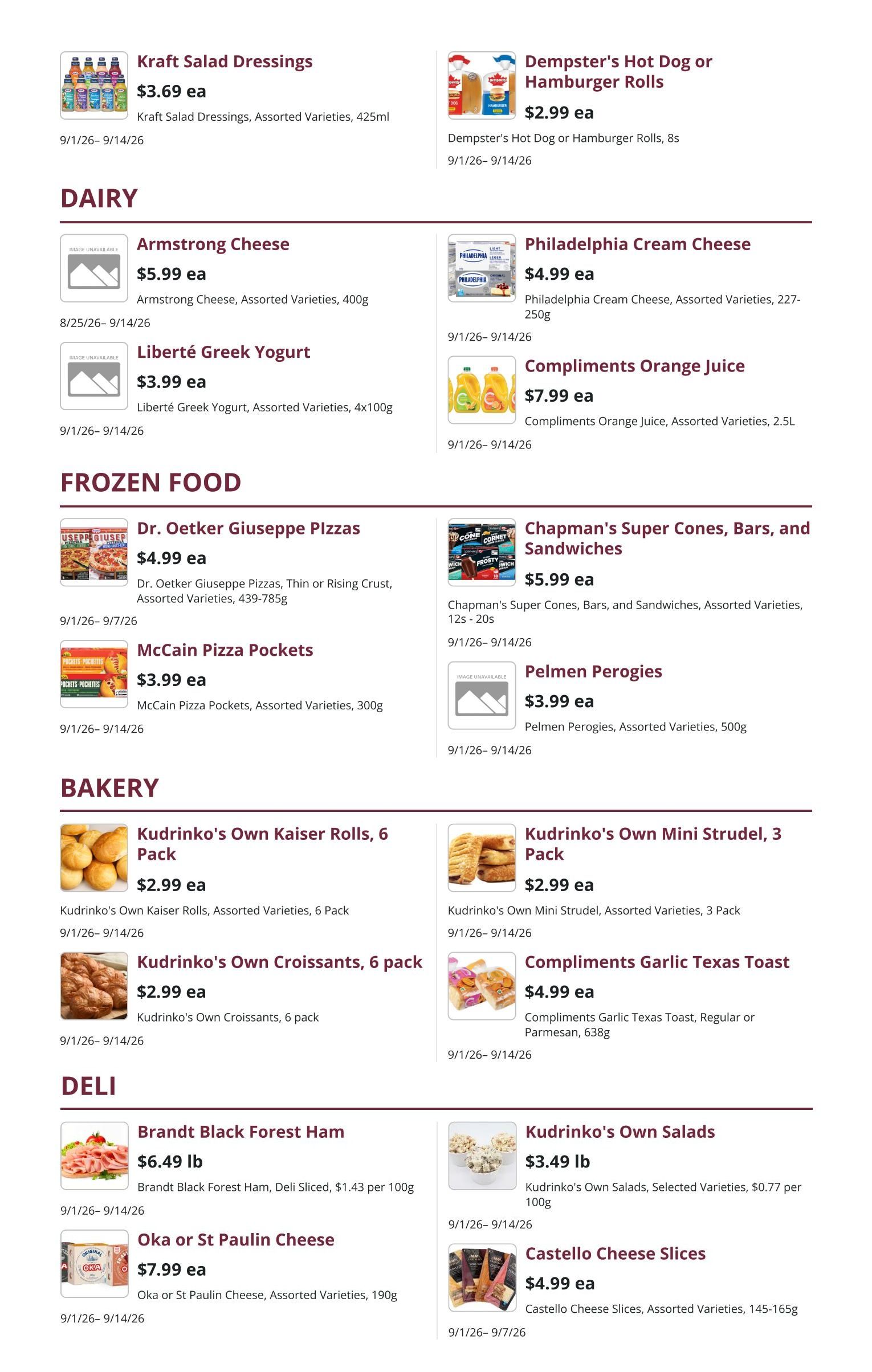 Kudrinko's Flyer September 1 to 14