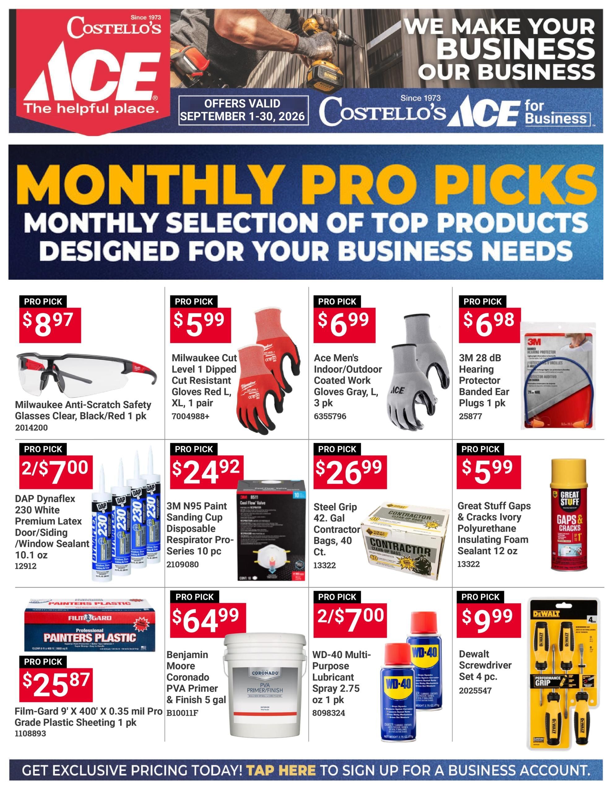 Costello's Ace Weekly Ad September 1 - 30, 2026