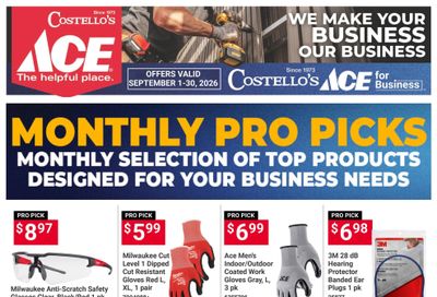 Costello's Ace Weekly Ad September 1 - 30, 2026
