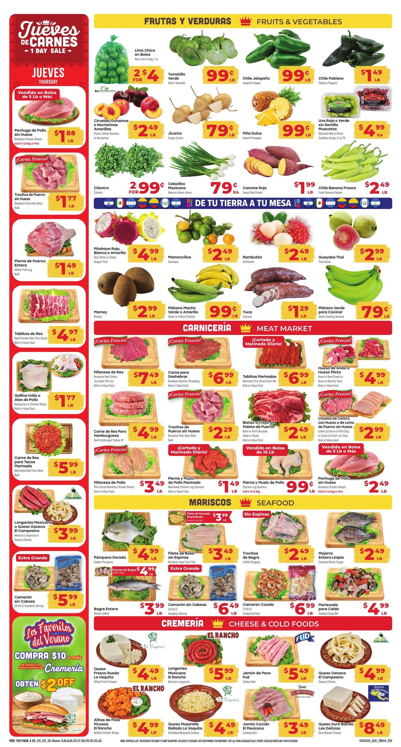 El Rancho Supermercado (Allen Area, TX) Weekly Ad September 2 - 8, 2026