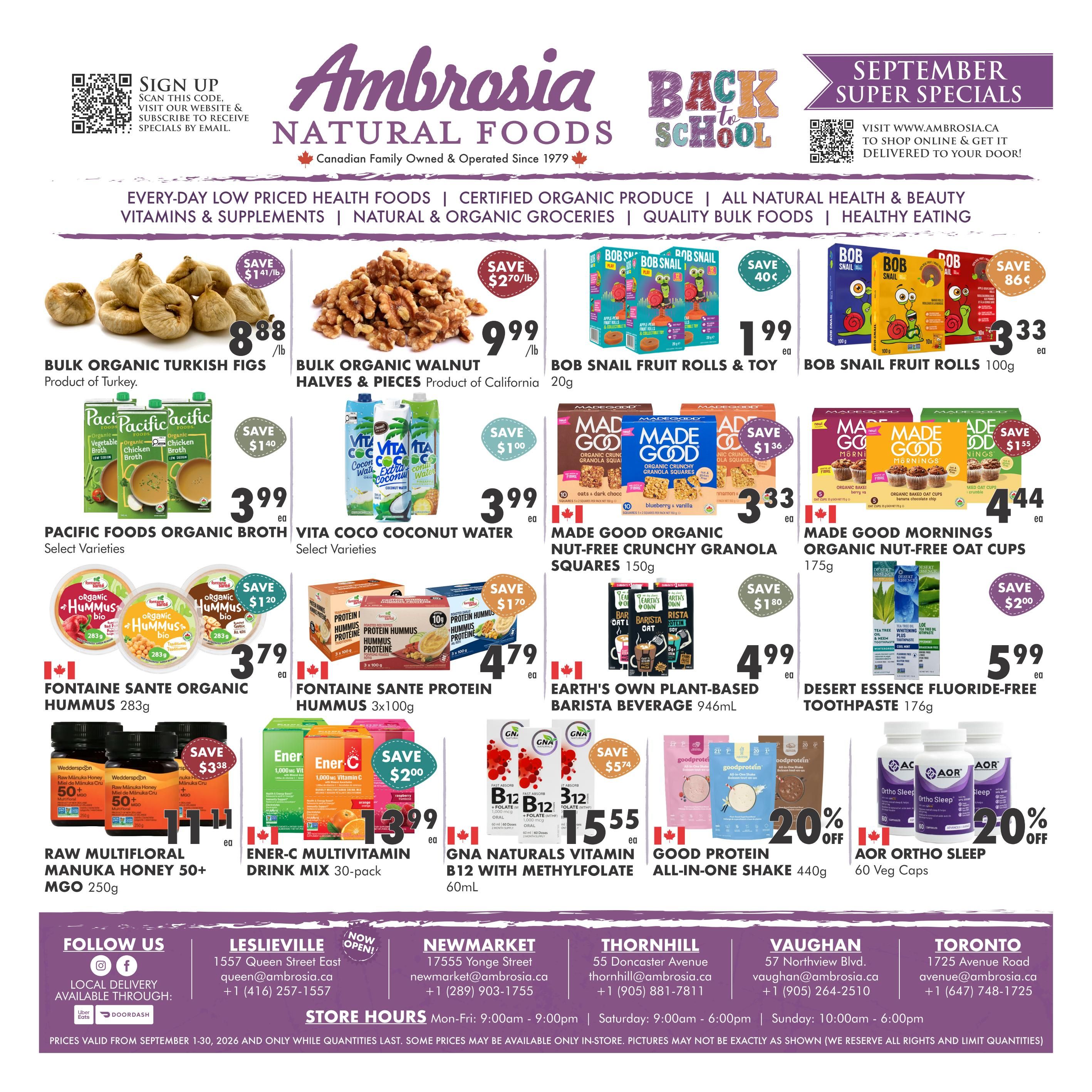 Ambrosia Natural Foods Flyer September 1 to 30
