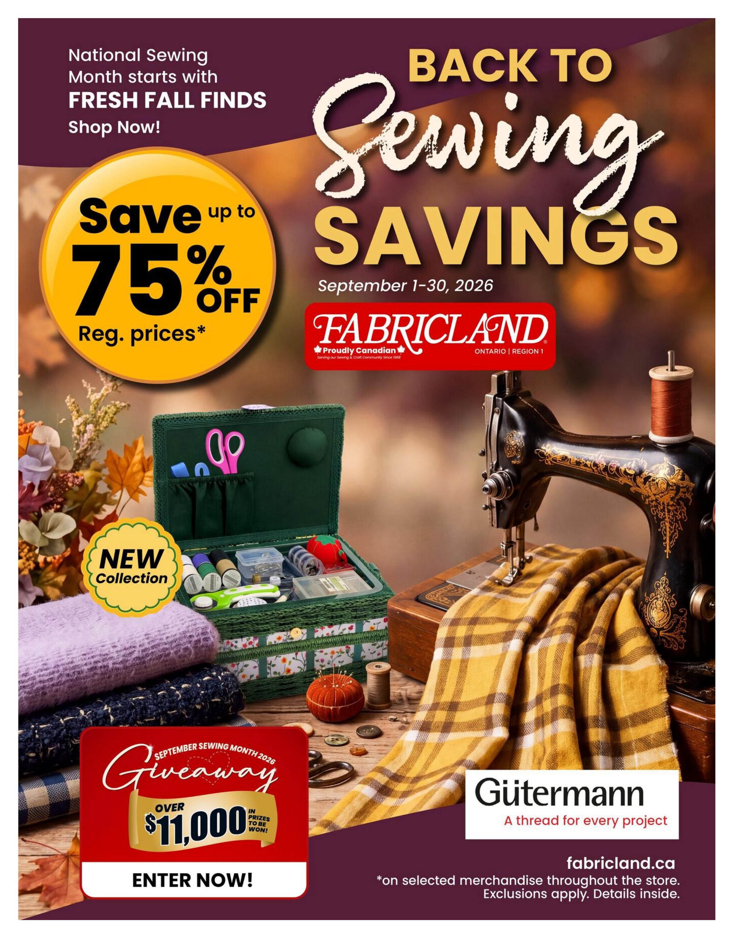 Fabricland (ON) Flyer September 1 to 30