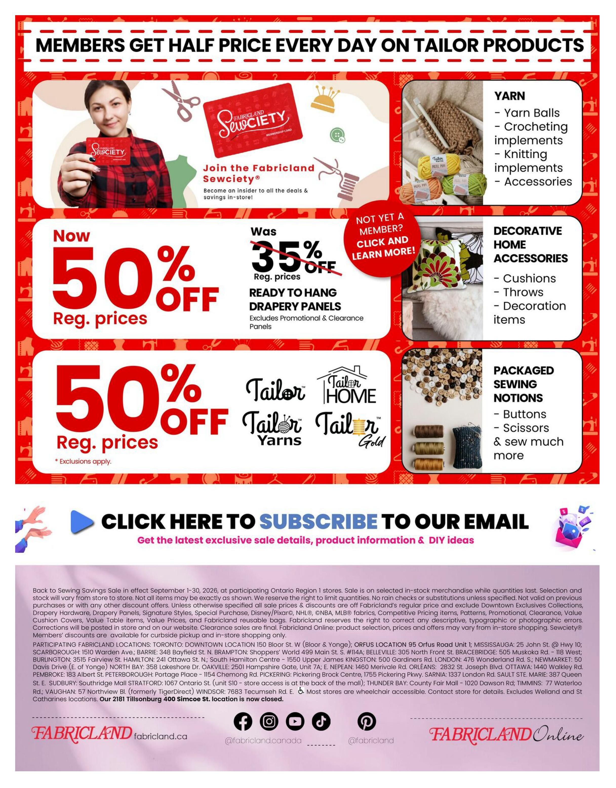 Fabricland (ON) Flyer September 1 to 30