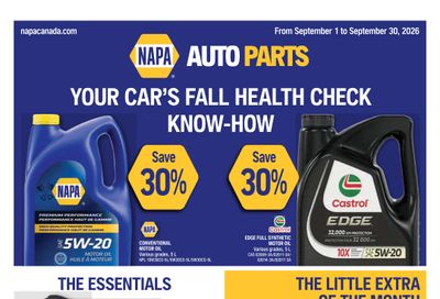 NAPA Auto Parts Flyer September 1 to 30 