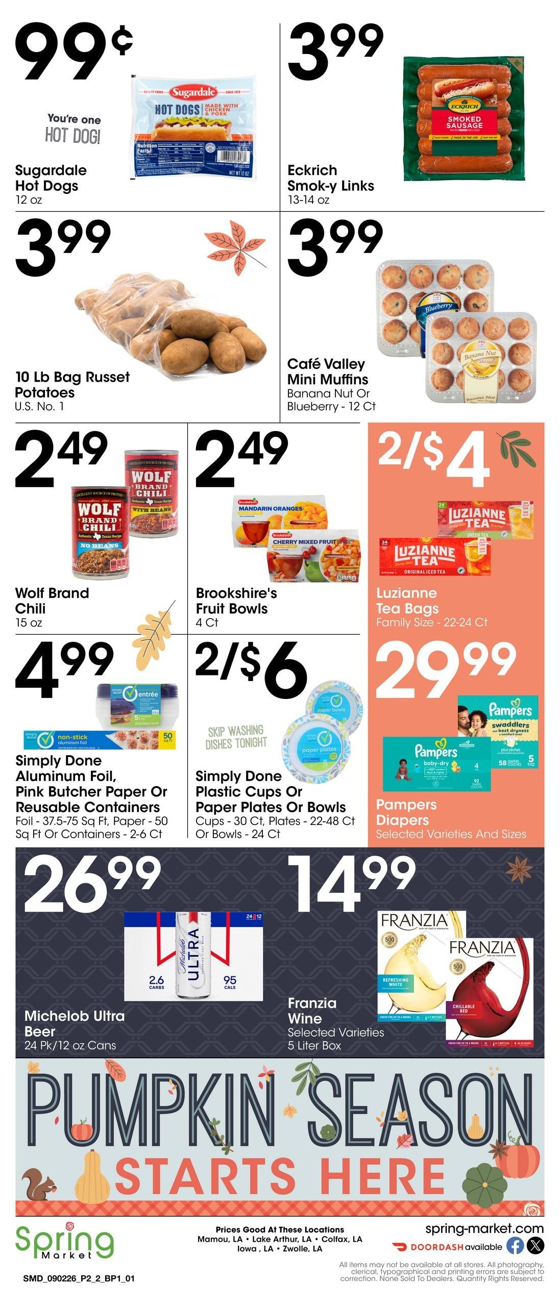 Spring Market (Iowa Area, LA) Weekly Ad September 2 - 29, 2026