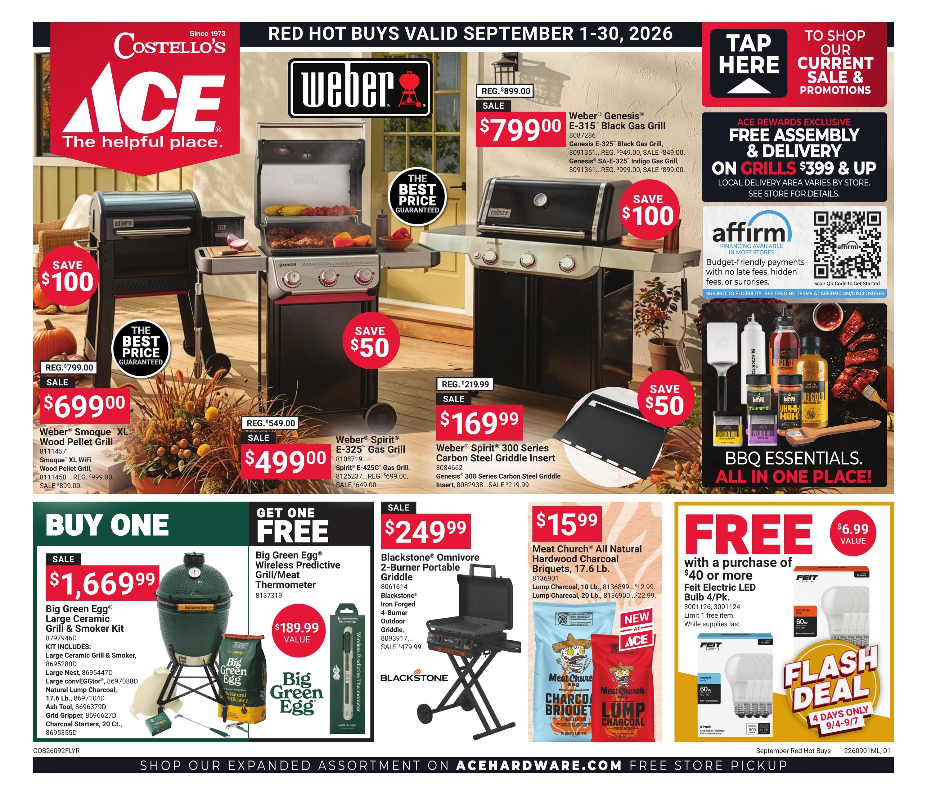 Costello's Ace Weekly Ad September 1 - 30, 2026