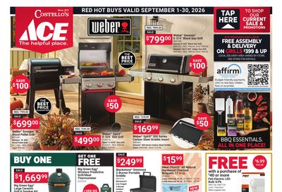 Costello's Ace Weekly Ad September 1 - 30, 2026