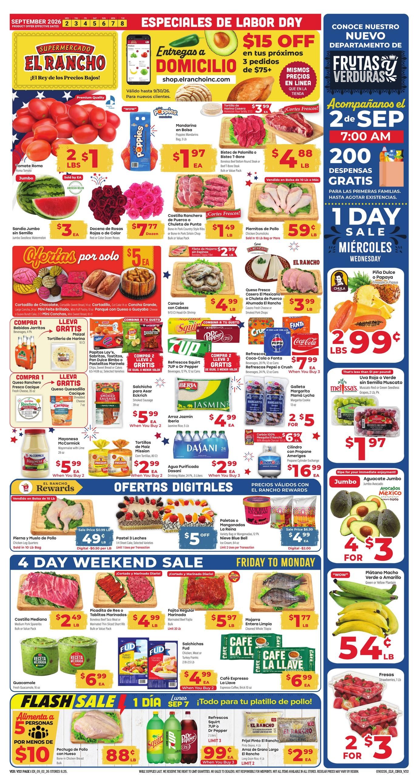 El Rancho Supermercado (Dallas Area, TX) Weekly Ad September 2 - 8, 2026
