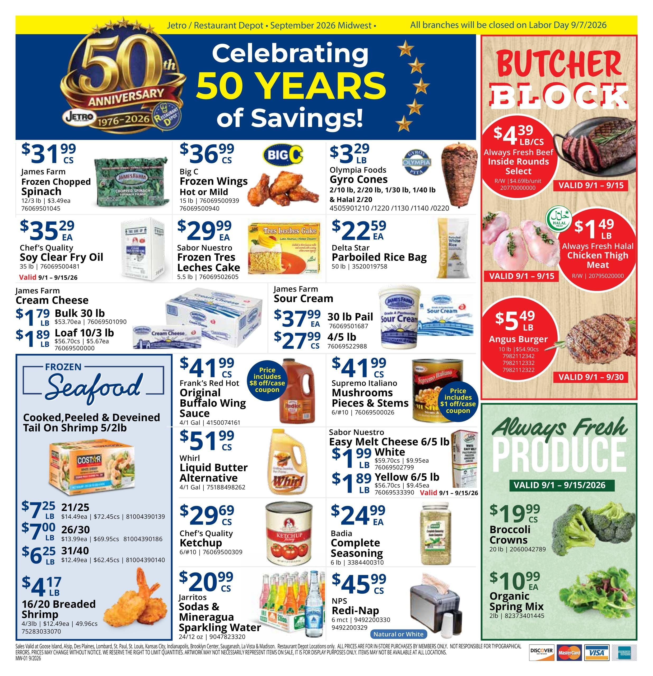 Restaurant Depot (Addison Area, IL) Weekly Ad September 1 - 30, 2026