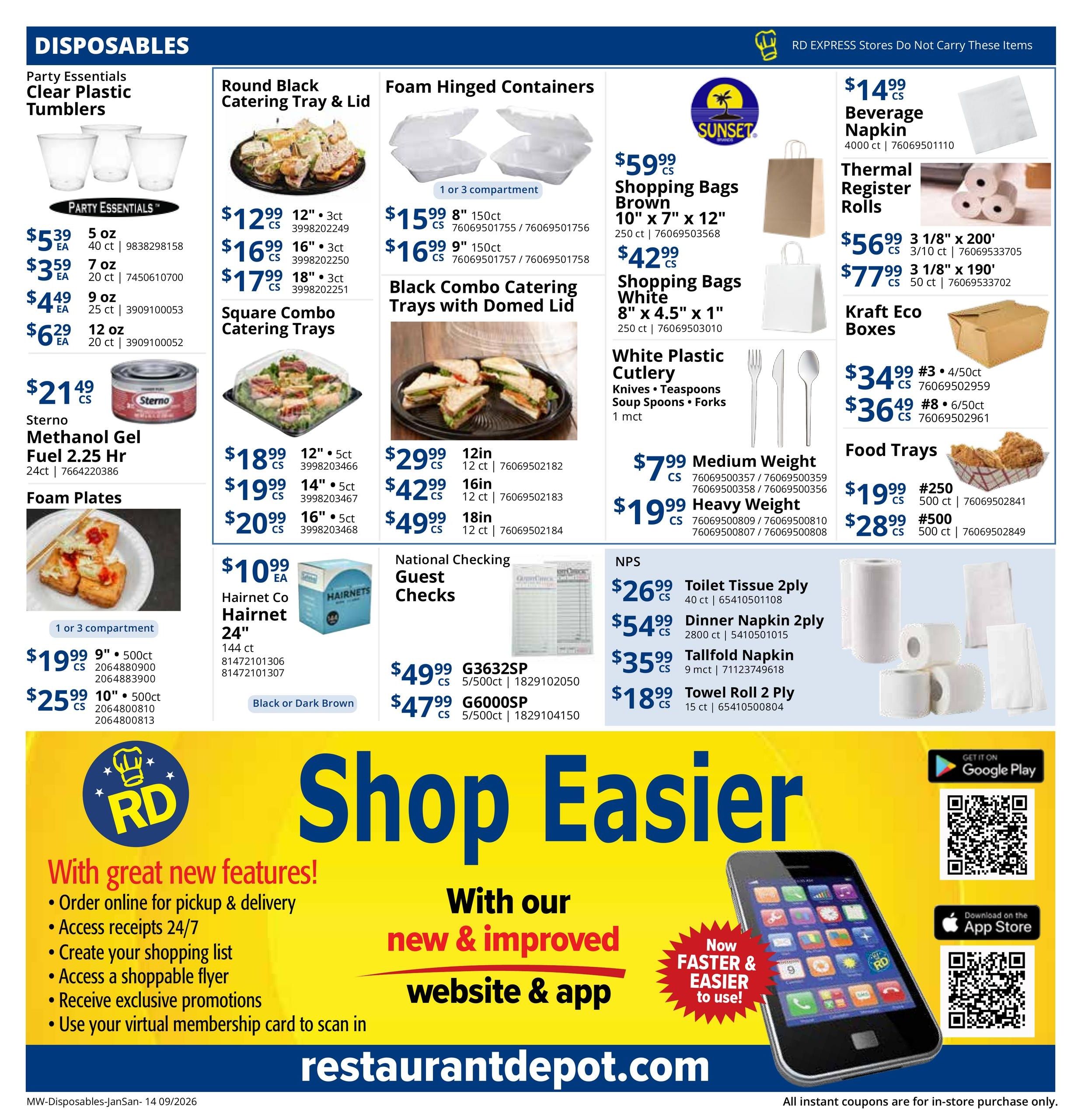 Restaurant Depot (Addison Area, IL) Weekly Ad September 1 - 30, 2026