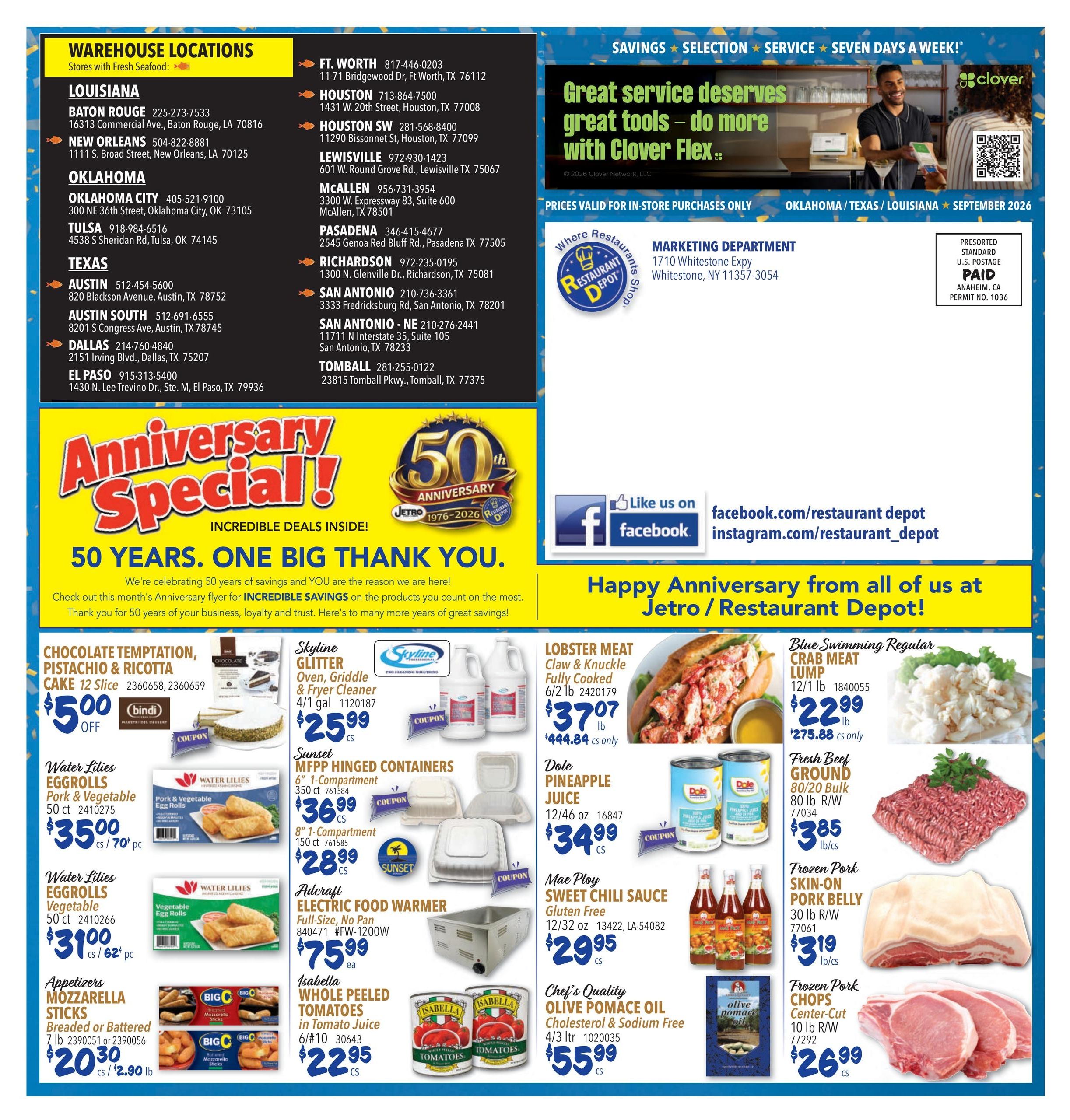 Restaurant Depot (Addis Area, LA) Weekly Ad September 1 - 30, 2026