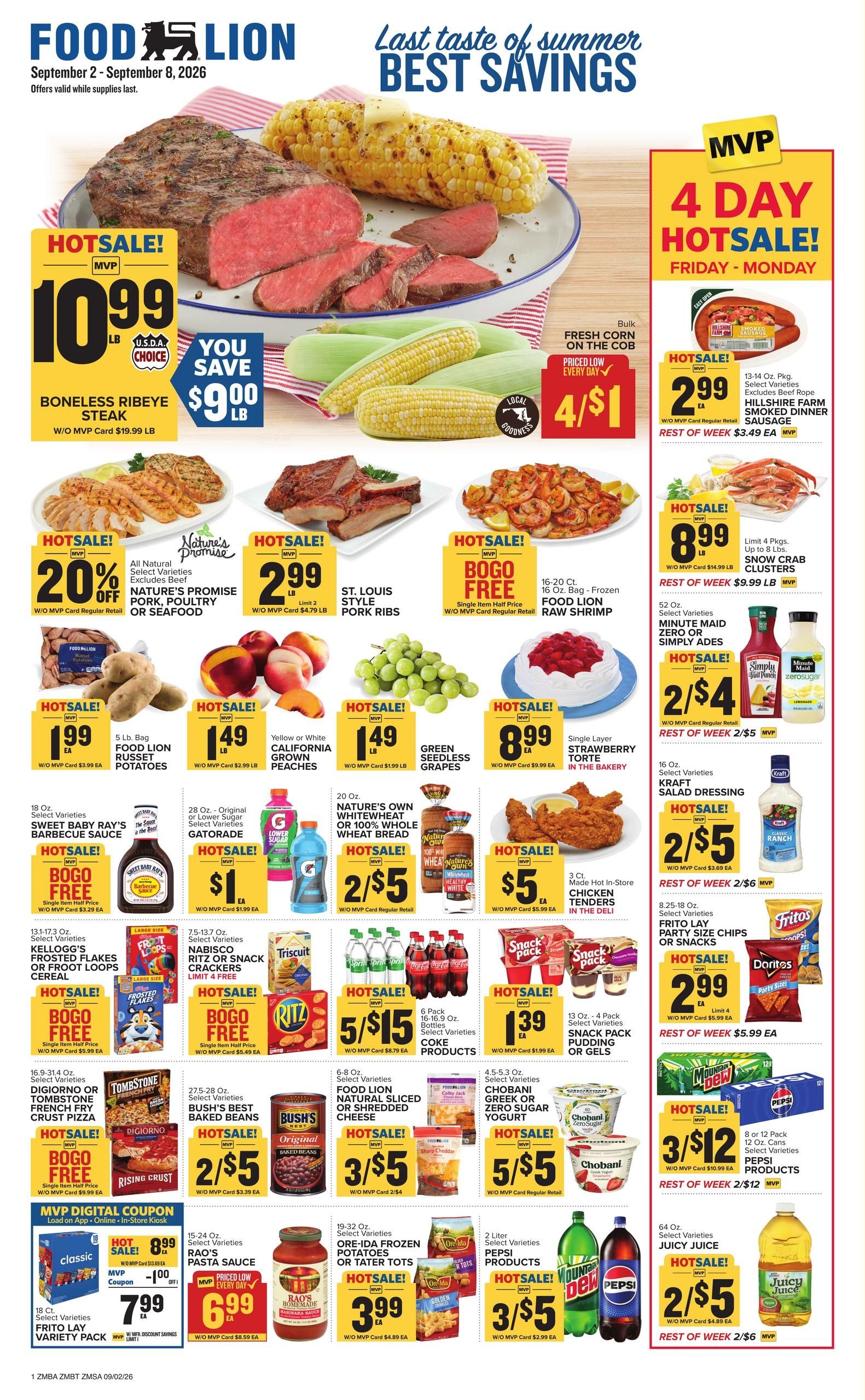 Food Lion (Salisbury Area, MD) Weekly Ad September 2 - 8, 2026