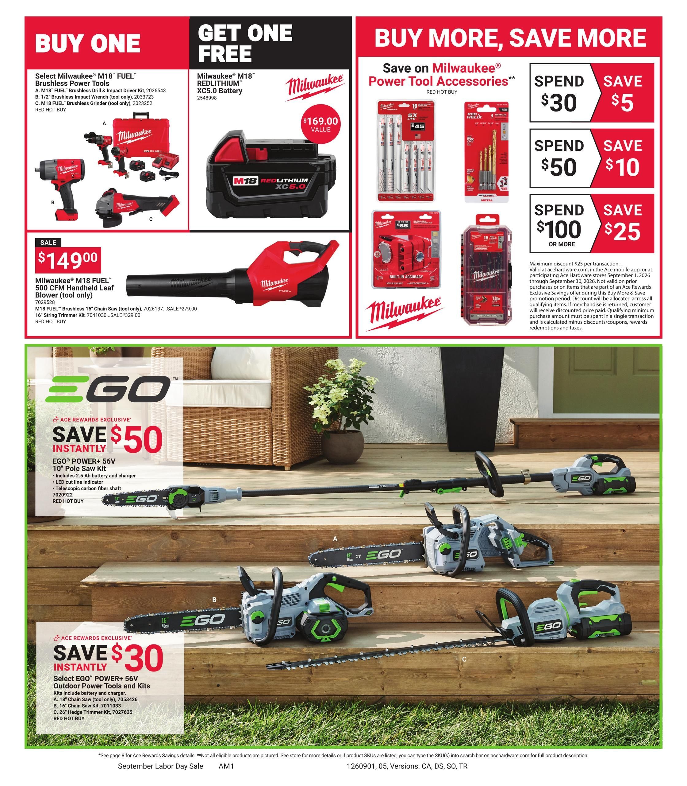 Ace Hardware (Andalusia Area, AL) September Labor Day Weekly Ad September 1 - 14, 2026