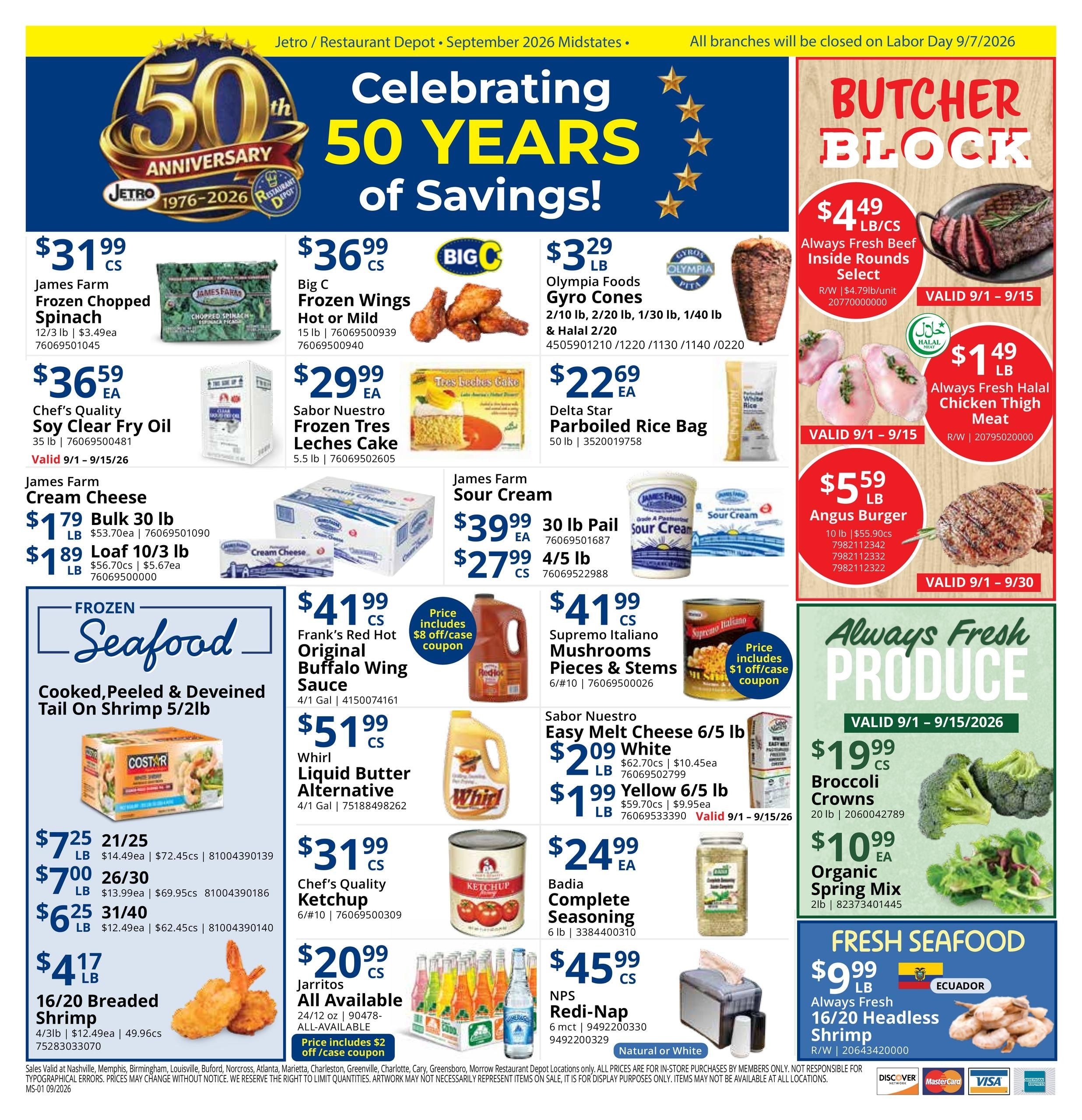 Restaurant Depot (Birmingham Area, AL) Weekly Ad September 1 - 30, 2026