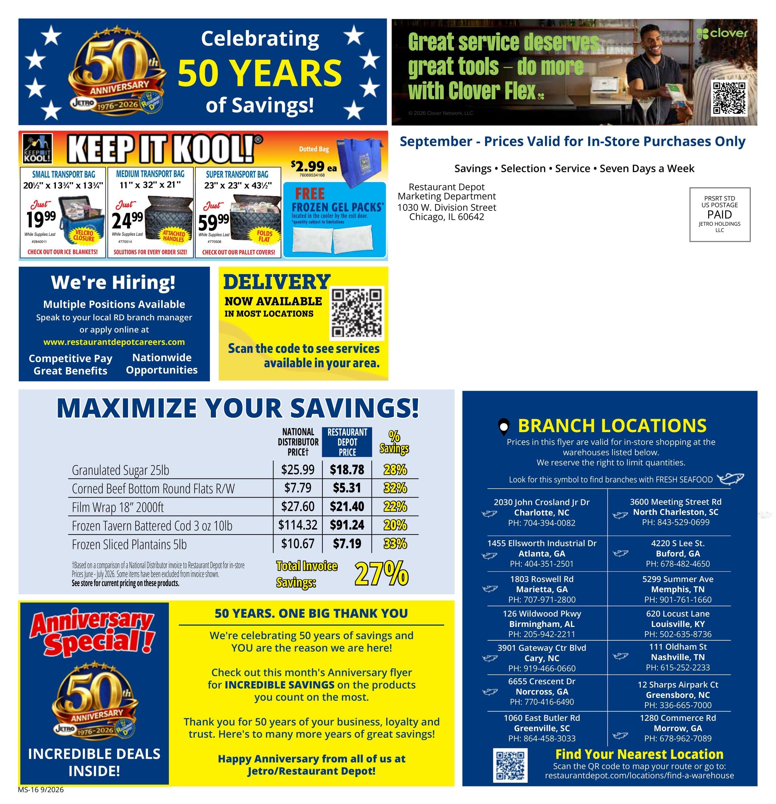 Restaurant Depot (Birmingham Area, AL) Weekly Ad September 1 - 30, 2026