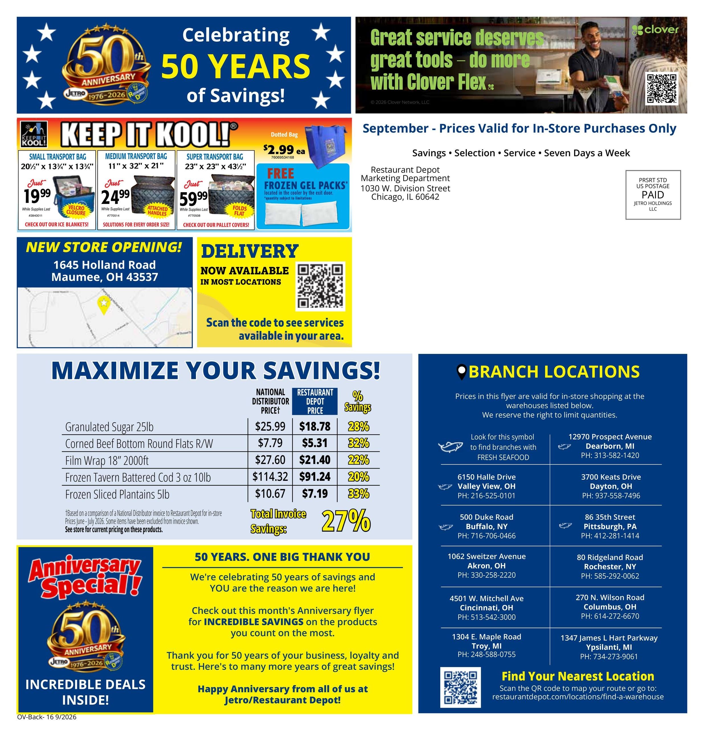 Restaurant Depot (Bath Area, IN) Weekly Ad September 1 - 30, 2026