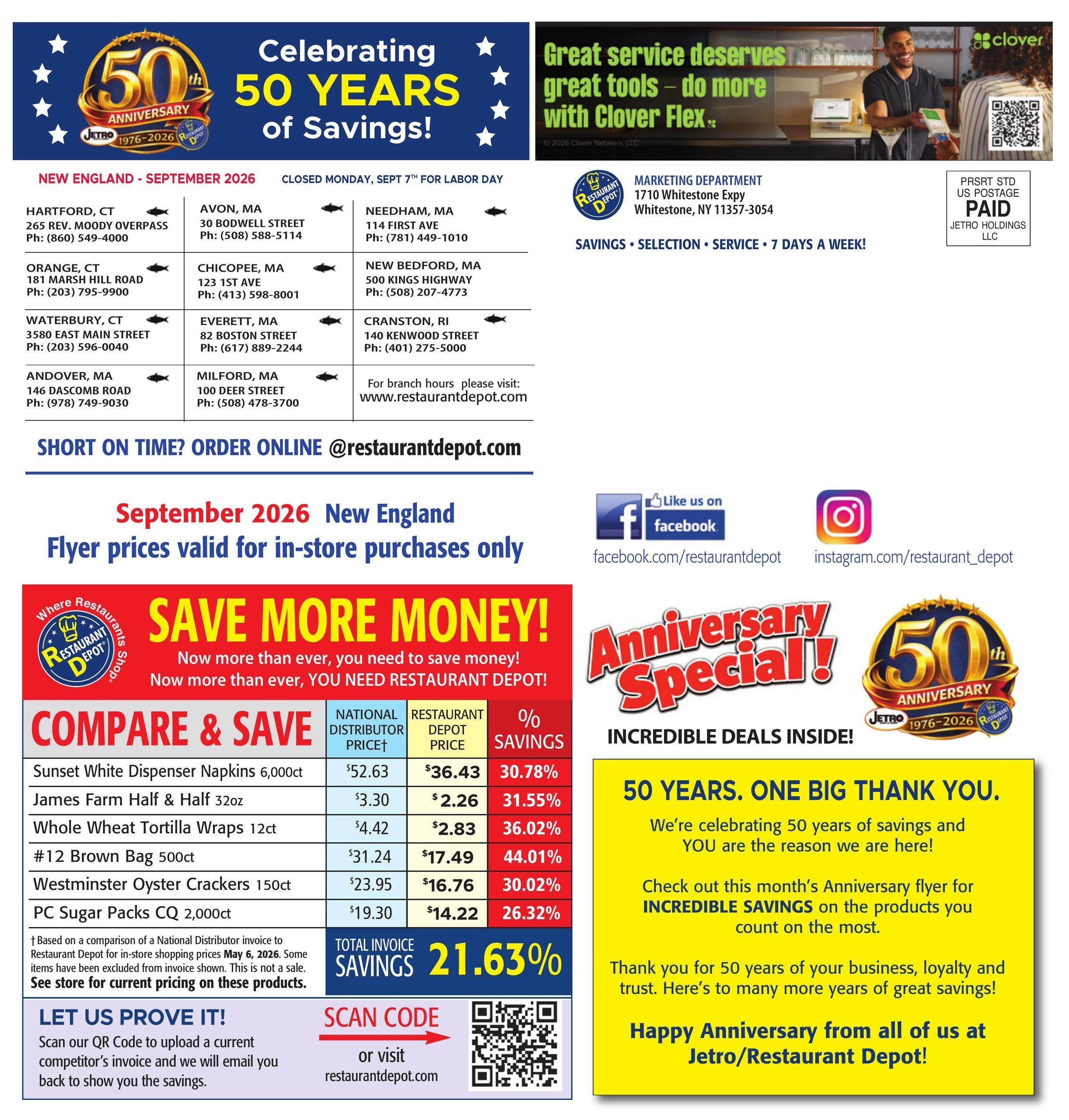 Restaurant Depot (Cromwell Area, CT) Weekly Ad September 1 - 30, 2026