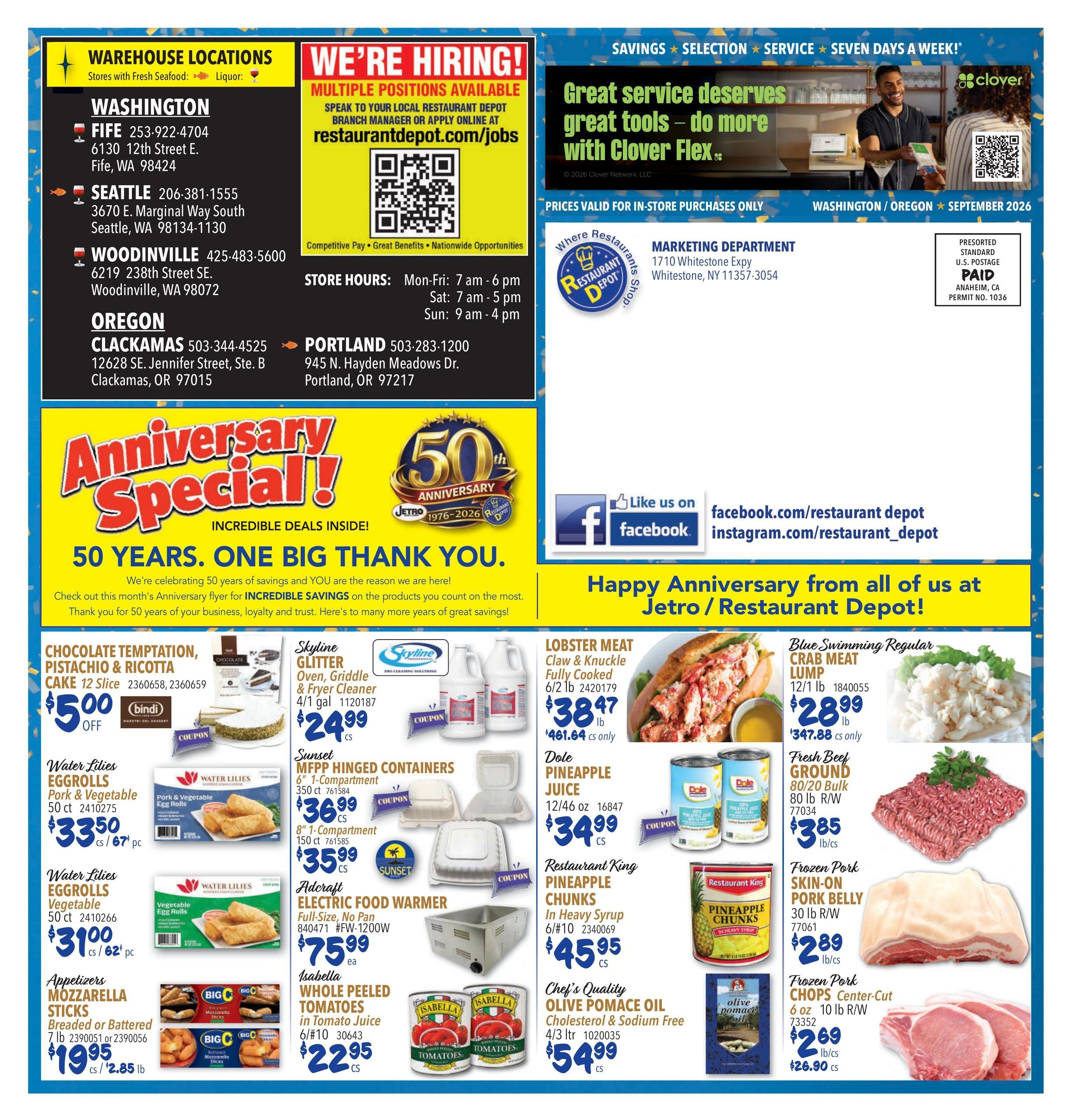 Restaurant Depot (Beavercreek Area, OR) Weekly Ad September 1 - 30, 2026