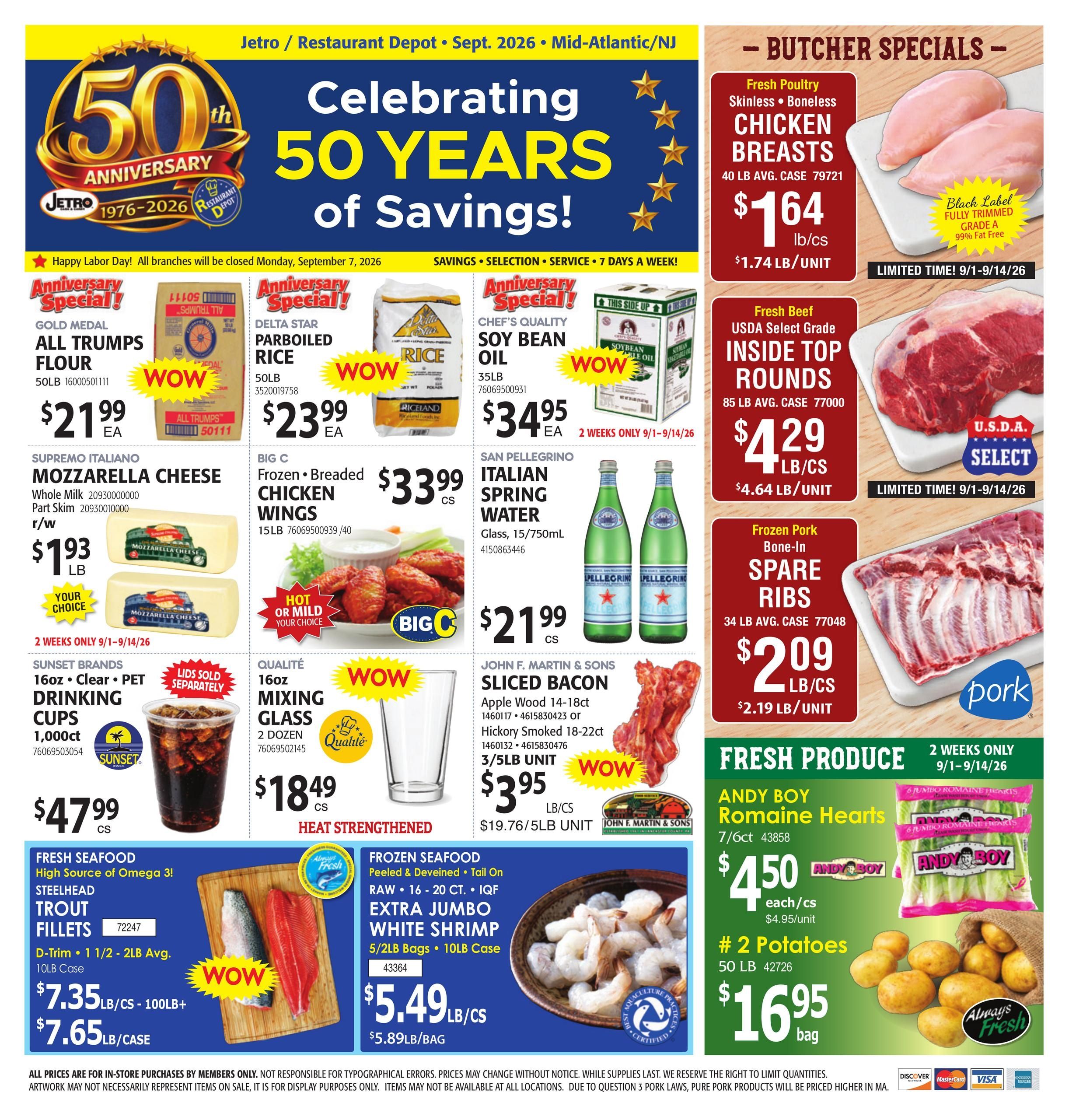 Restaurant Depot (Parcel Return Service Area, DC) Weekly Ad September 1 - 30, 2026