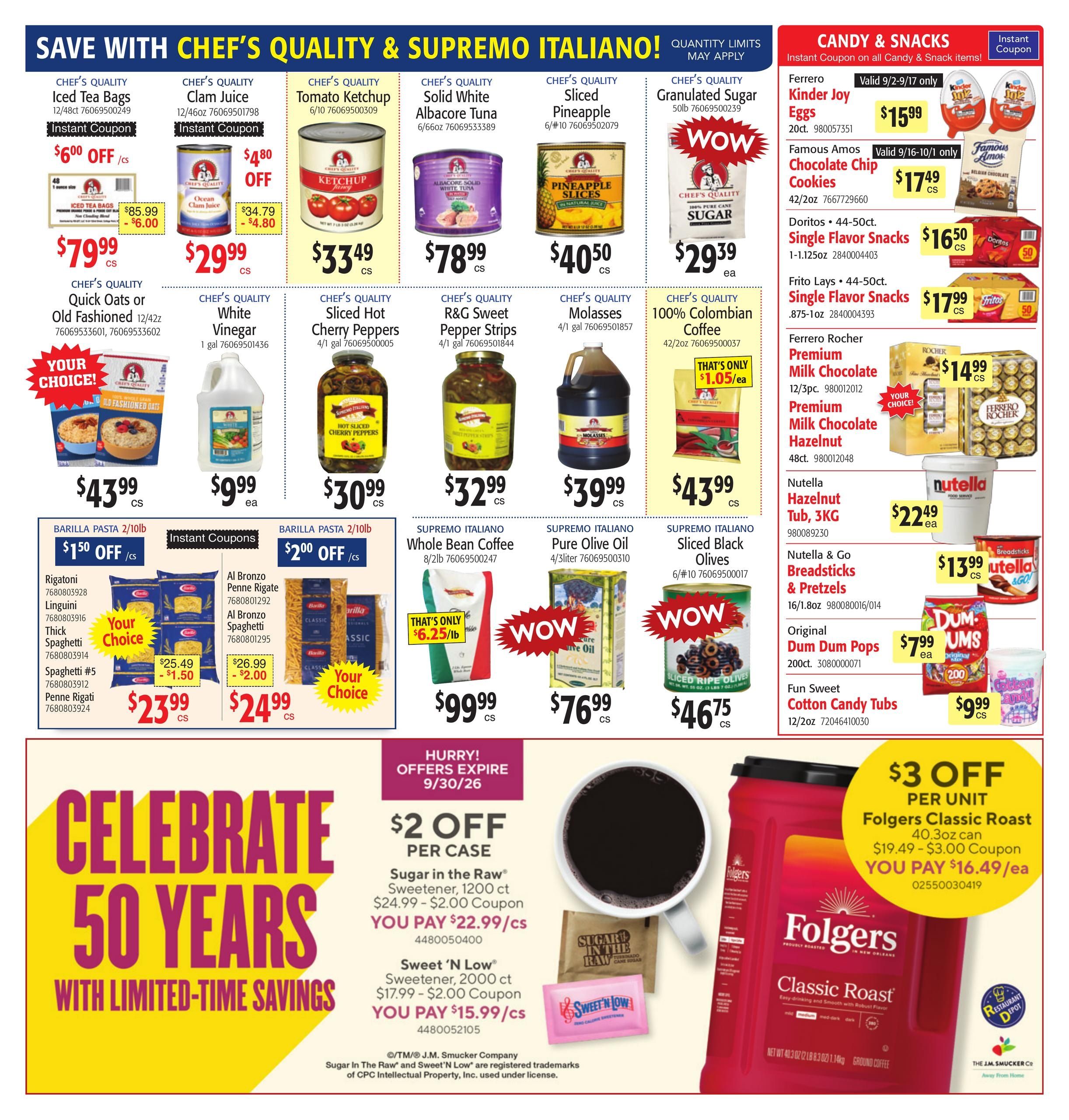 Restaurant Depot (Parcel Return Service Area, DC) Weekly Ad September 1 - 30, 2026