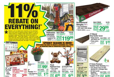 Menards (Hanover Area, IN) 11% Rebate Sale Weekly Ad September 2 - 13, 2026