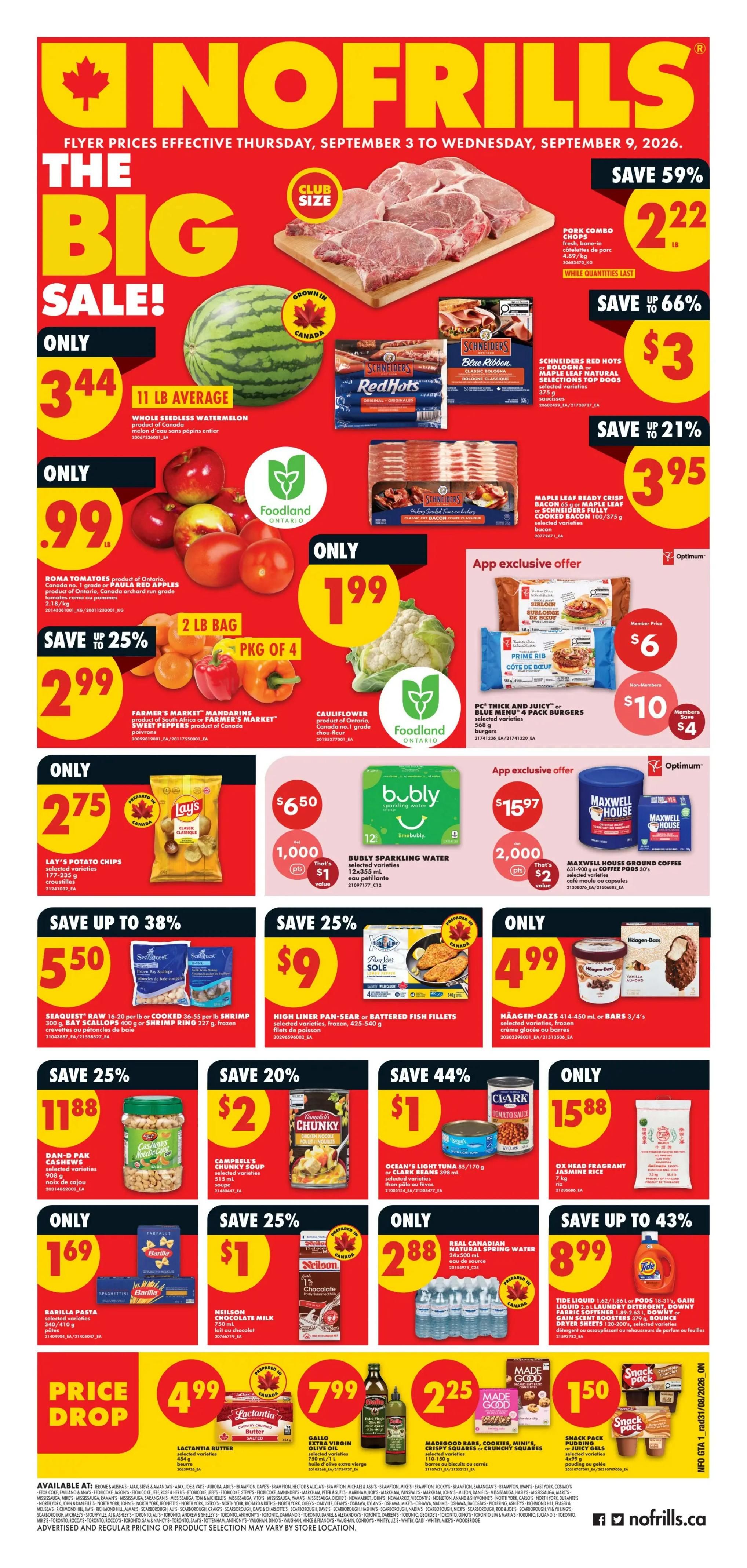 No Frills (GTA) Flyer September 3 to 9