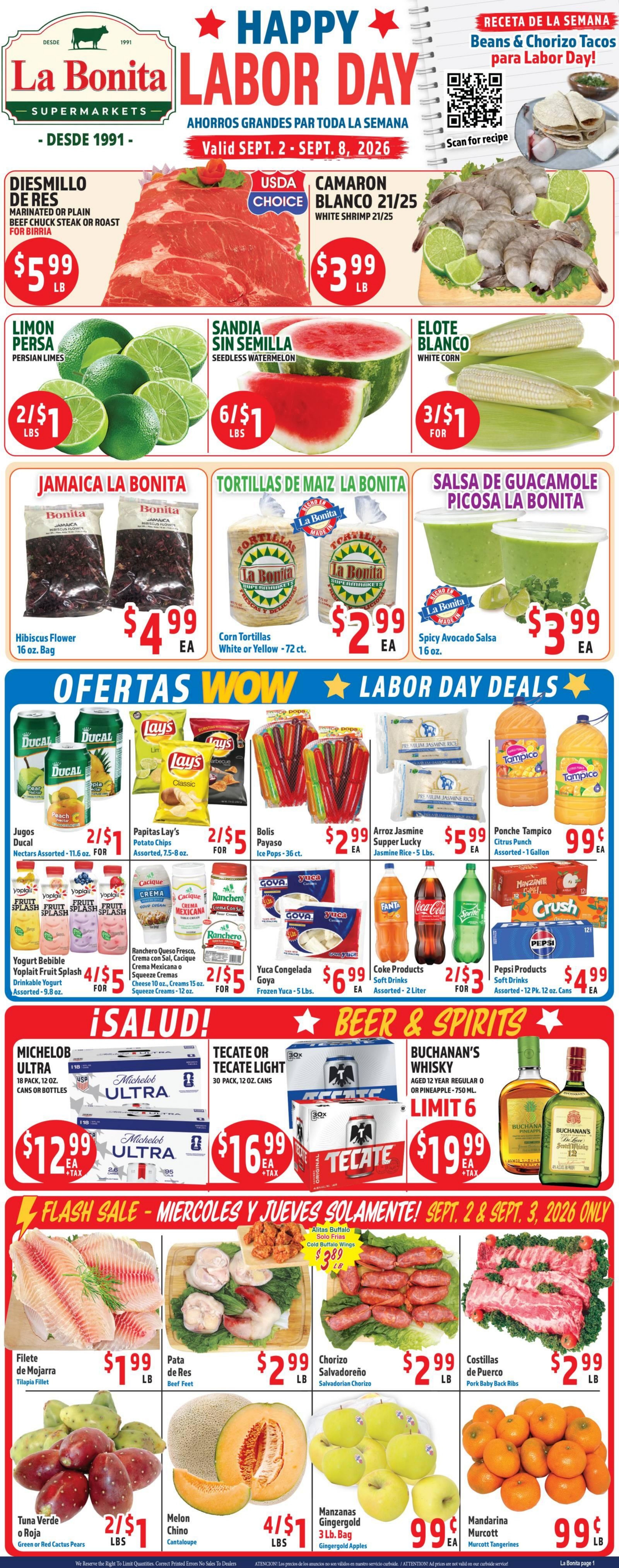 La Bonita Supermarkets Weekly Ad September 2 - 8, 2026