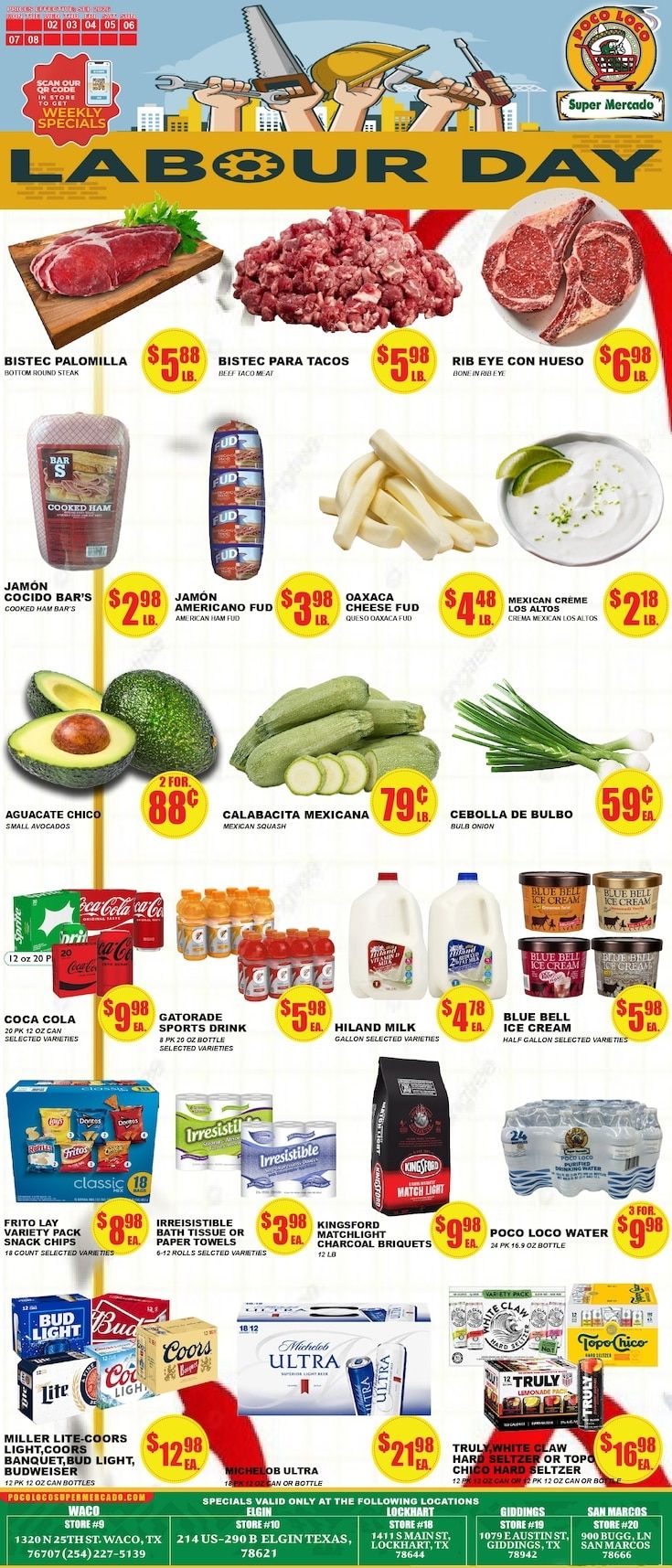 Poco Loco Supermercado (Elgin and other locations, TX) Weekly Ad September 2 - 8, 2026