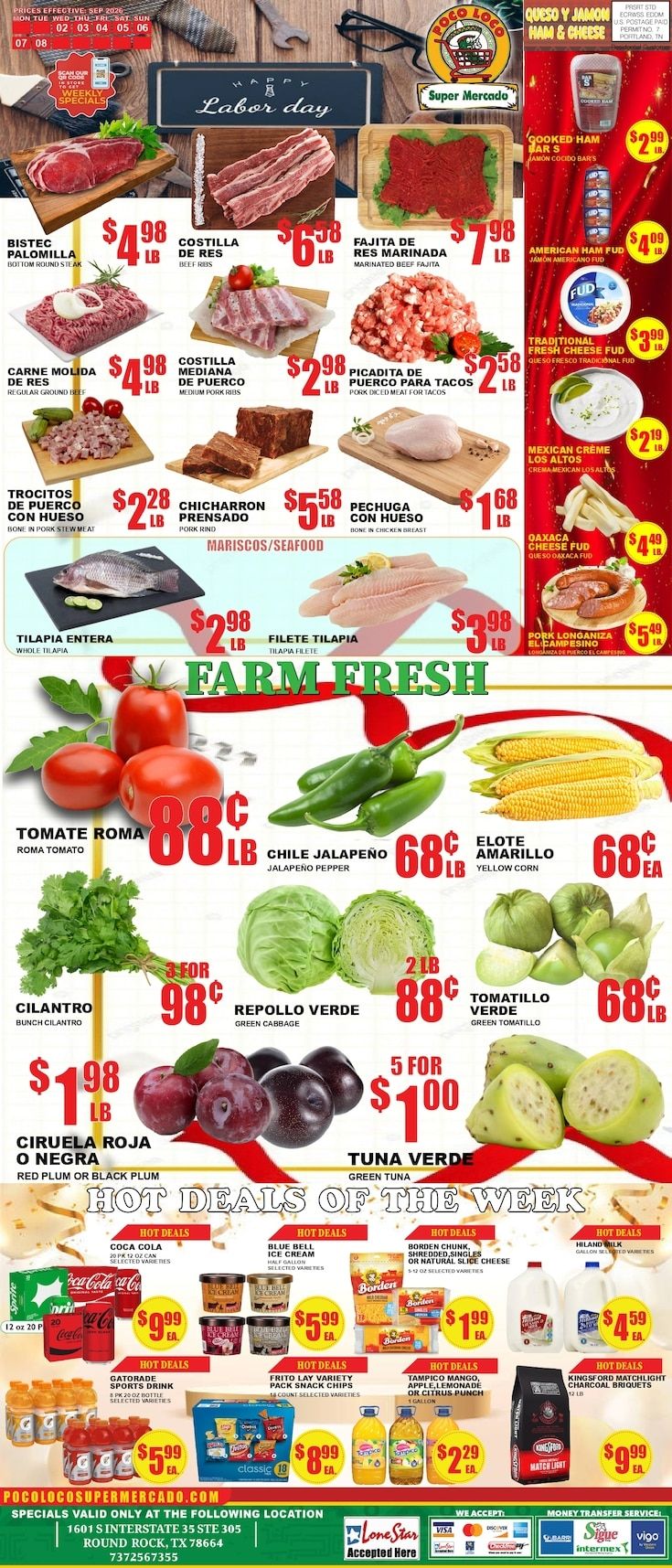 Poco Loco Supermercado (Round Rock, TX) Weekly Ad September 2 - 8, 2026
