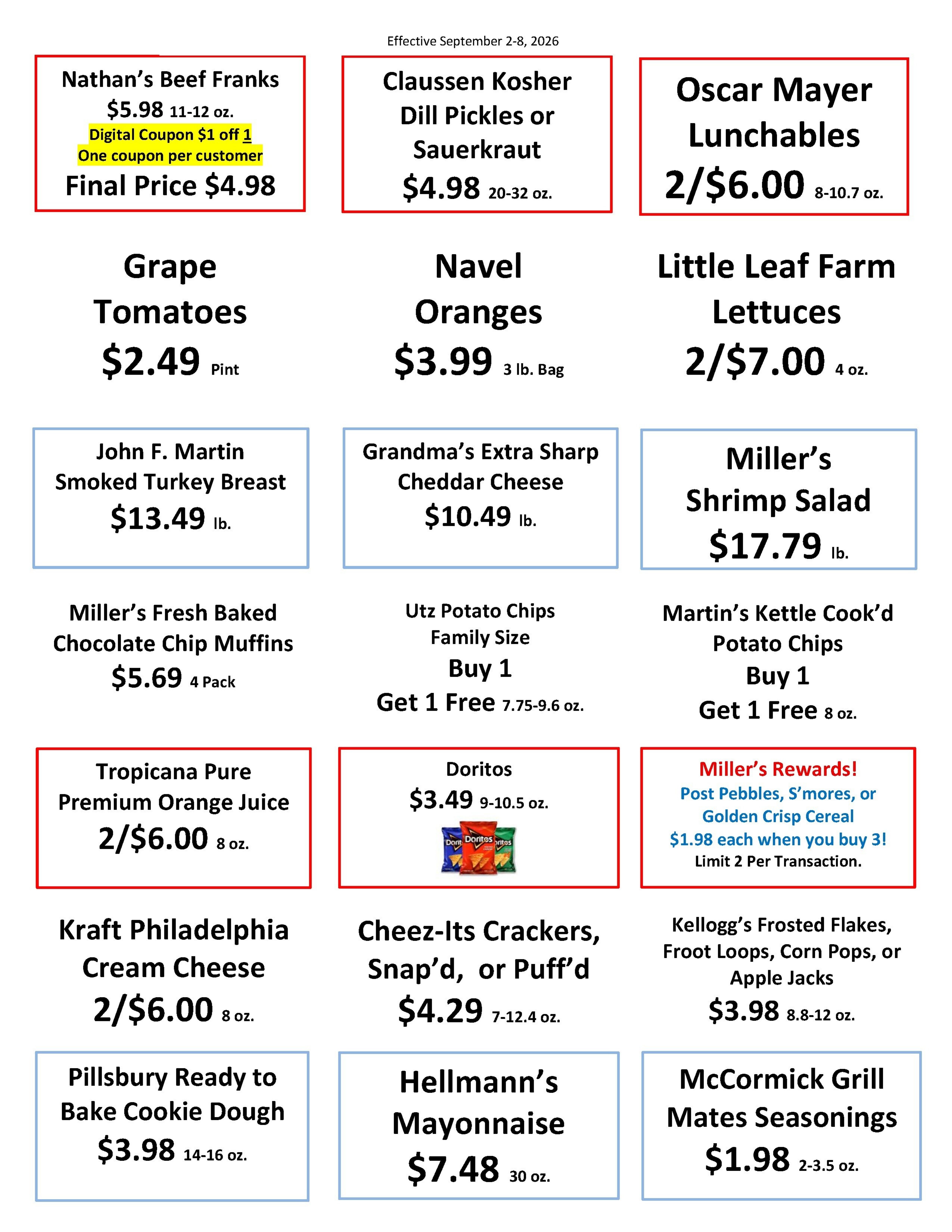 Miller's Food Market Weekly Ad September 2 - 8, 2026