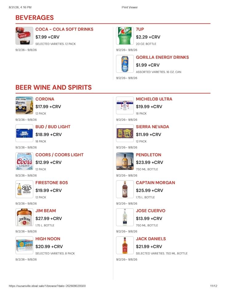Susanville Supermarket IGA Weekly Ad September 2 - 8, 2026