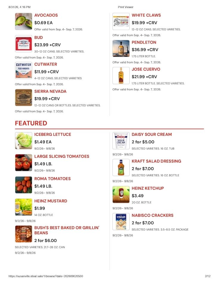 Susanville Supermarket IGA Weekly Ad September 2 - 8, 2026