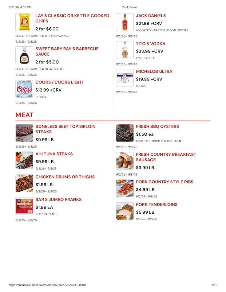 Susanville Supermarket IGA Weekly Ad September 2 - 8, 2026