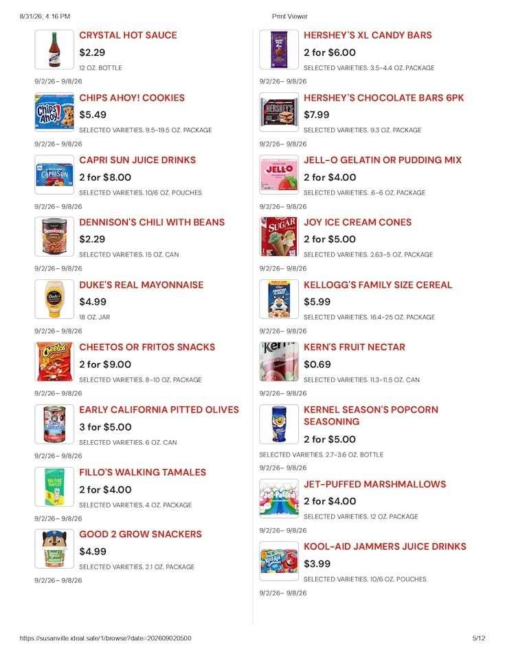 Susanville Supermarket IGA Weekly Ad September 2 - 8, 2026