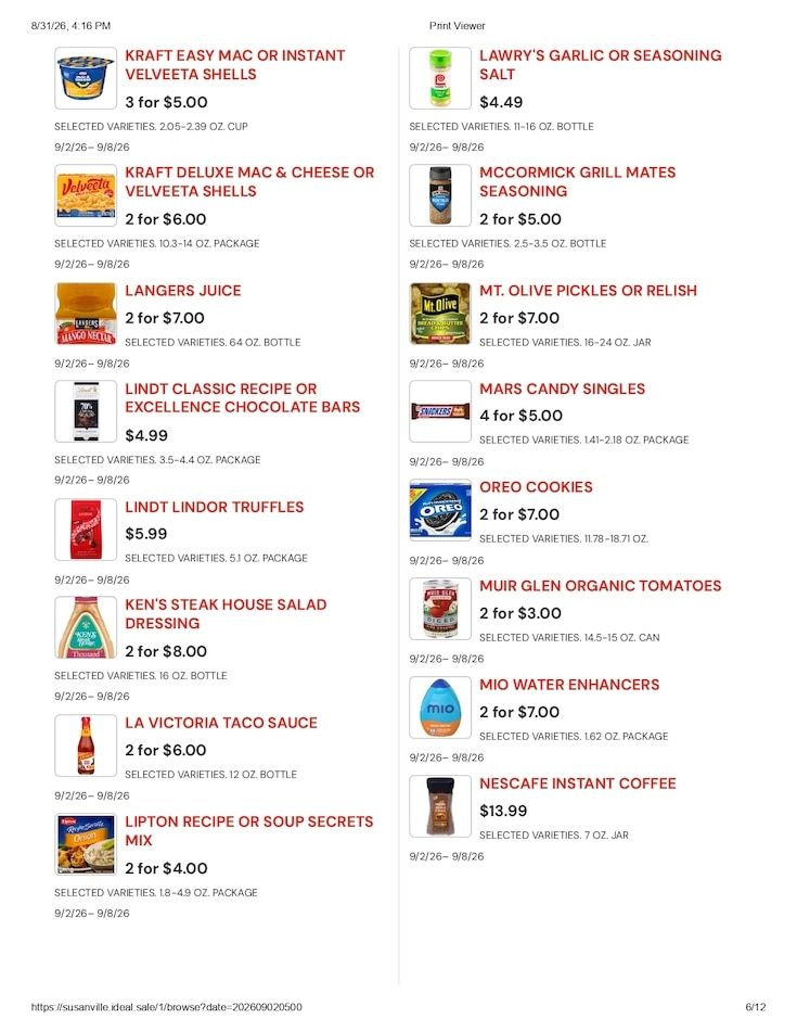 Susanville Supermarket IGA Weekly Ad September 2 - 8, 2026