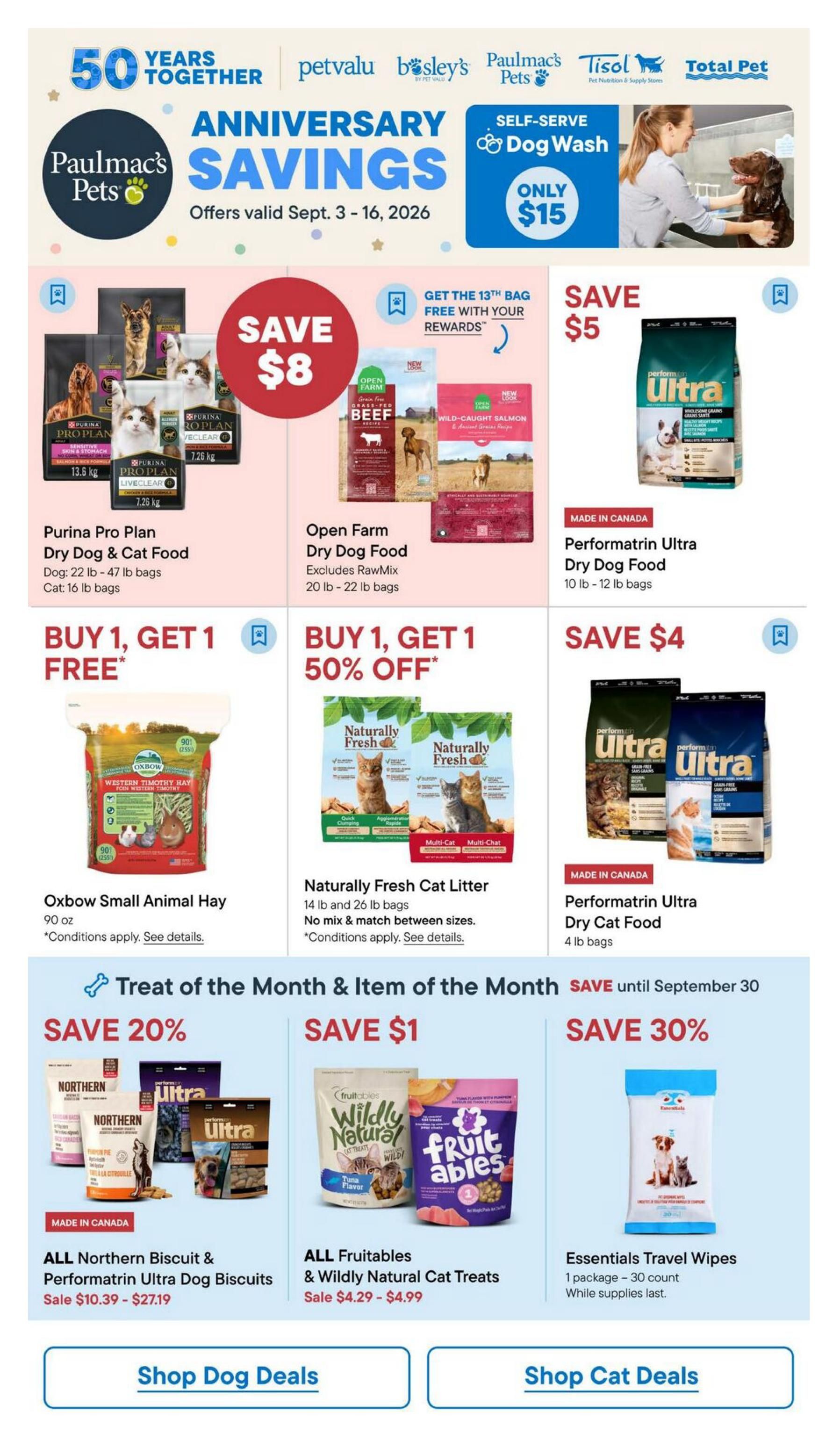 Paulmac's Pets Flyer September 3 to 16