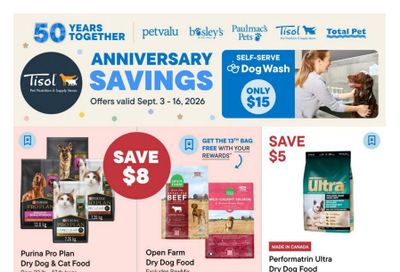 Tisol Pet Nutrition & Supply Stores Flyer September 3 to 16