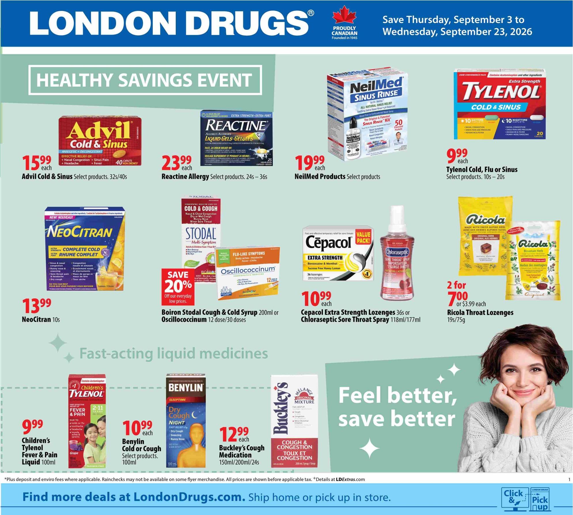 London Drugs Healthy Savings Event Flyer September 3 to 23