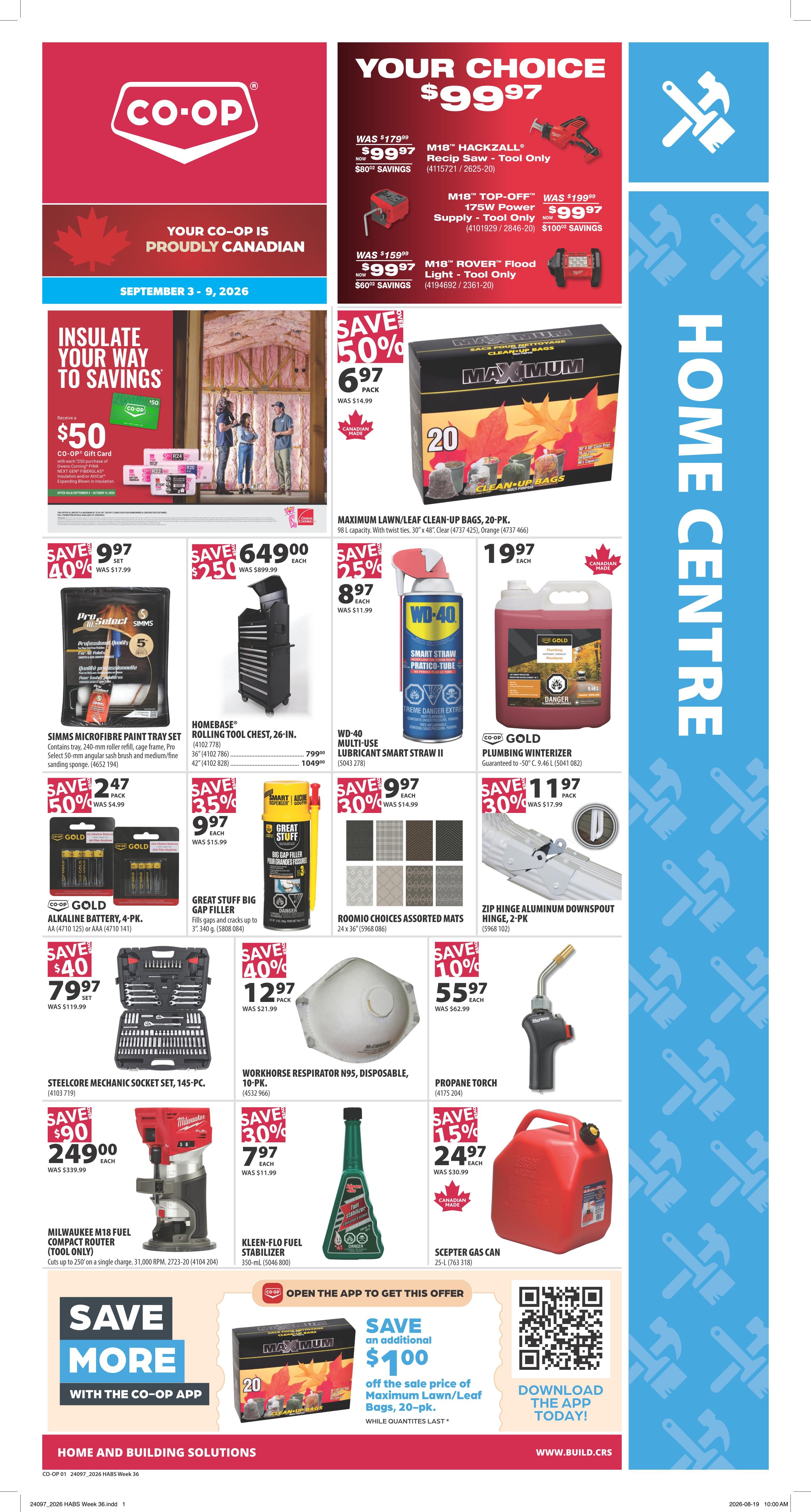 Co-op (West) Home Centre Flyer September 3 to 9